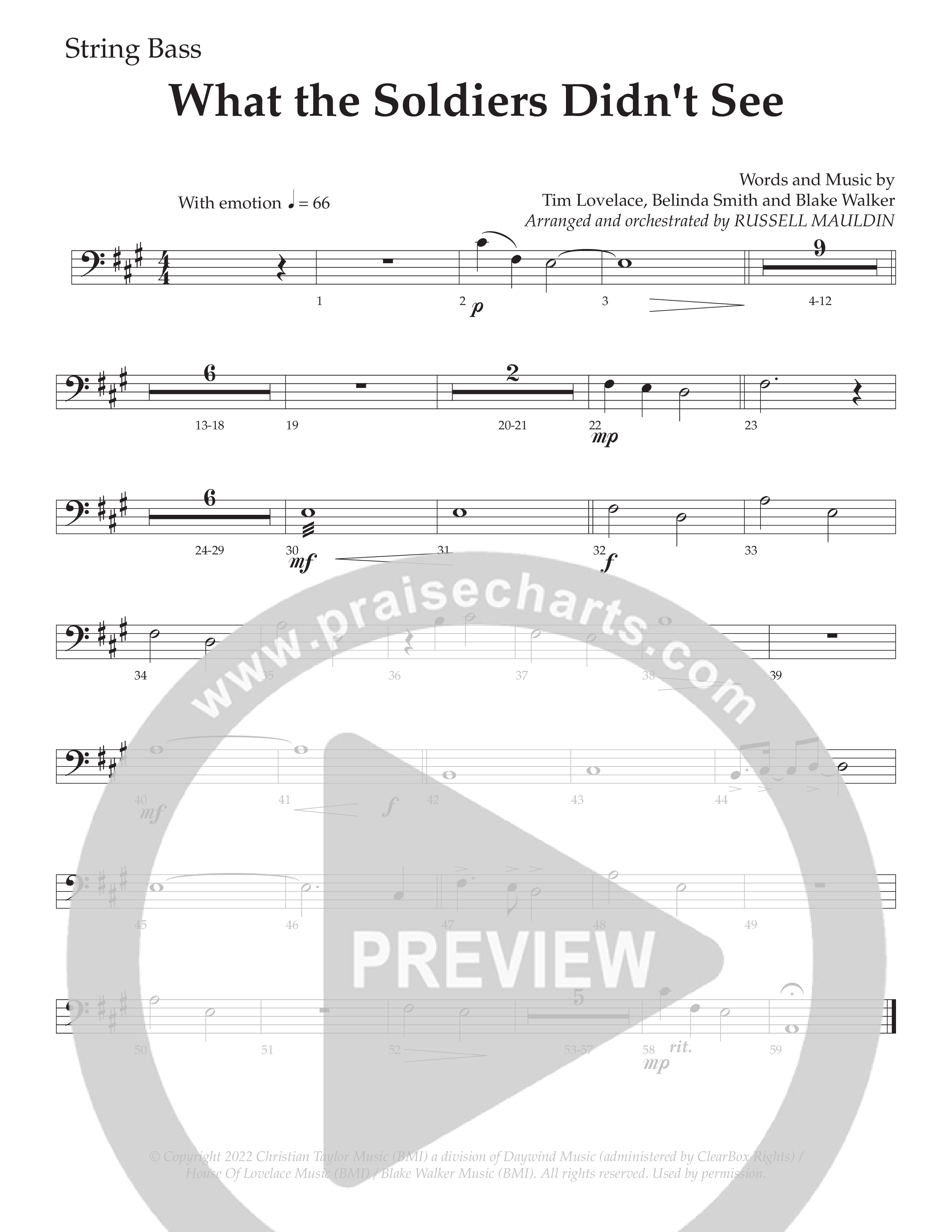 What The Soldiers Didn't See (Choral Anthem SATB) String Bass (Daywind Worship / Arr. Russell Mauldin)