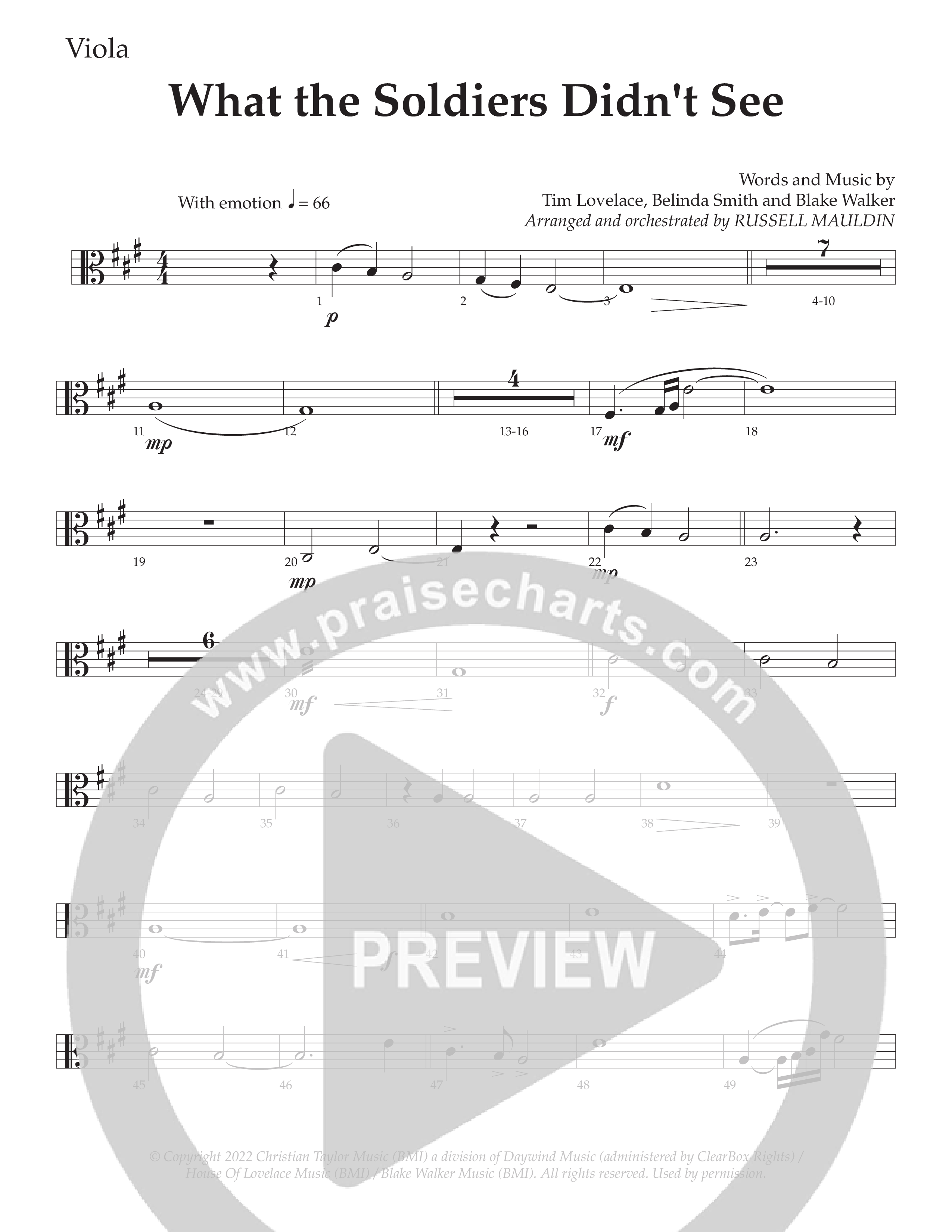 What The Soldiers Didn't See (Choral Anthem SATB) Viola (Daywind Worship / Arr. Russell Mauldin)