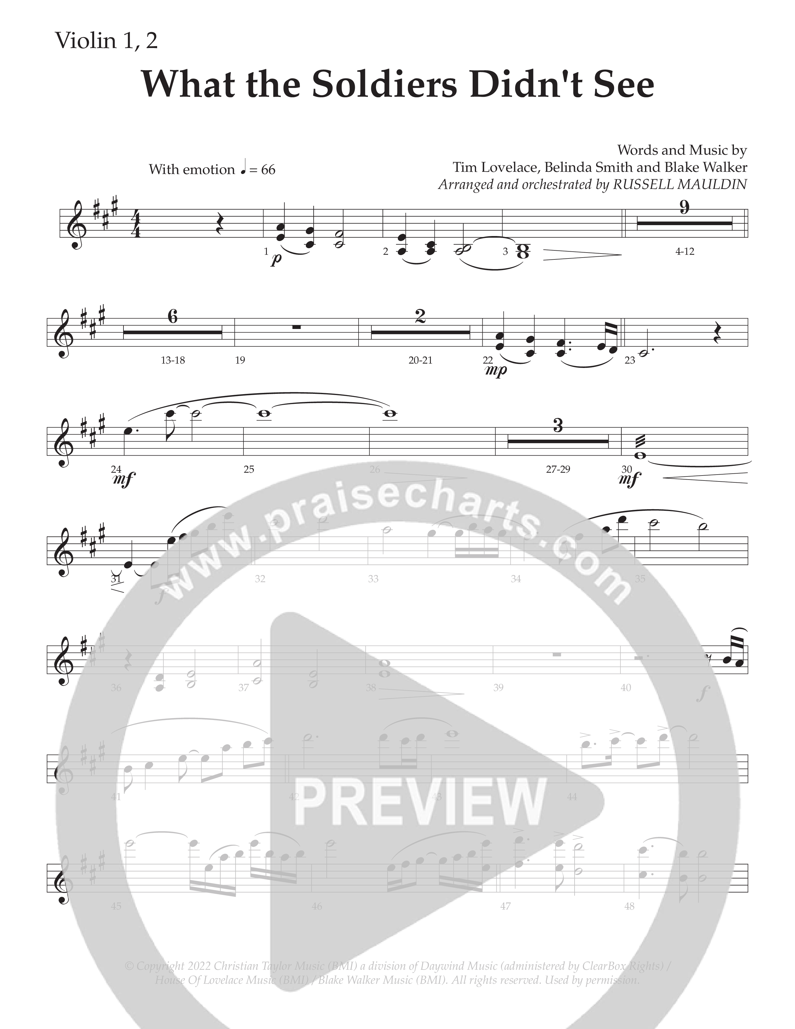 What The Soldiers Didn't See (Choral Anthem SATB) Violin 1/2 (Daywind Worship / Arr. Russell Mauldin)