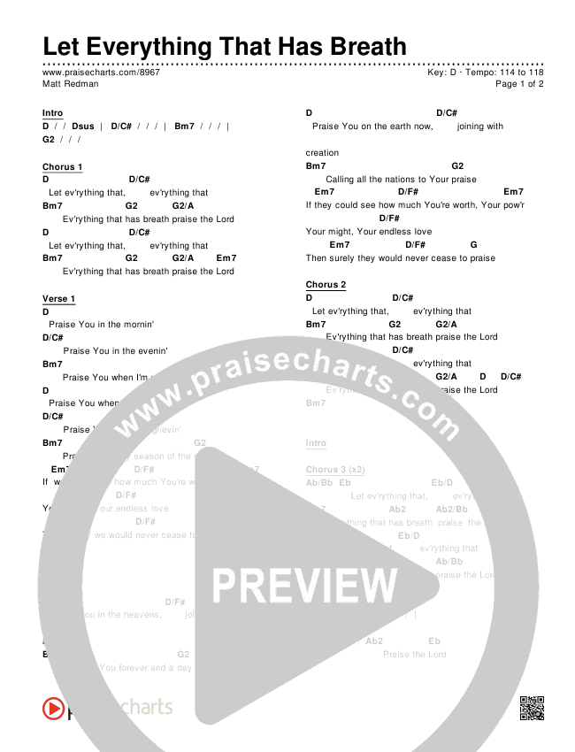 Let Everything That Has Breath Chords & Lyrics (Matt Redman)