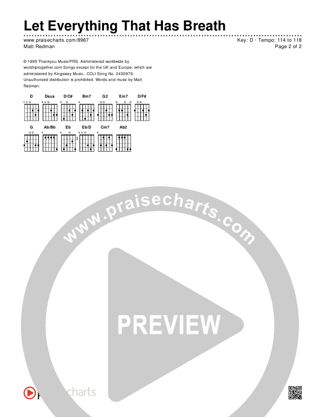 Let Everything That Has Breath Chords & Lyrics (Matt Redman)