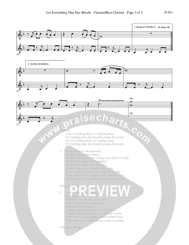 Let Everything That Has Breath Bass Clarinet (Matt Redman)