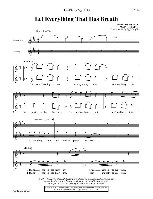 Let Everything That Has Breath Flute/Oboe (Matt Redman)