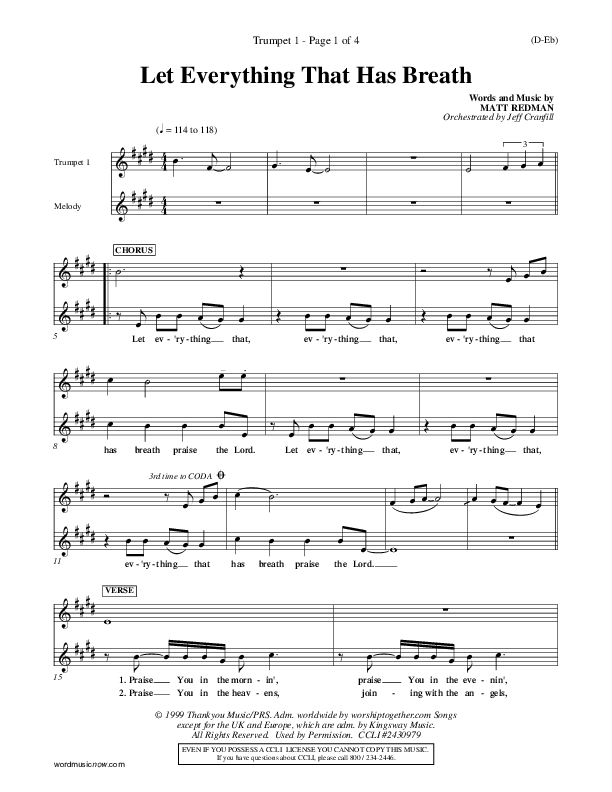 Let Everything That Has Breath Trumpet 1 (Matt Redman)