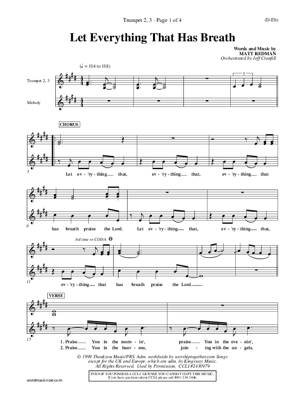 Let Everything That Has Breath Trumpet 2/3 (Matt Redman)