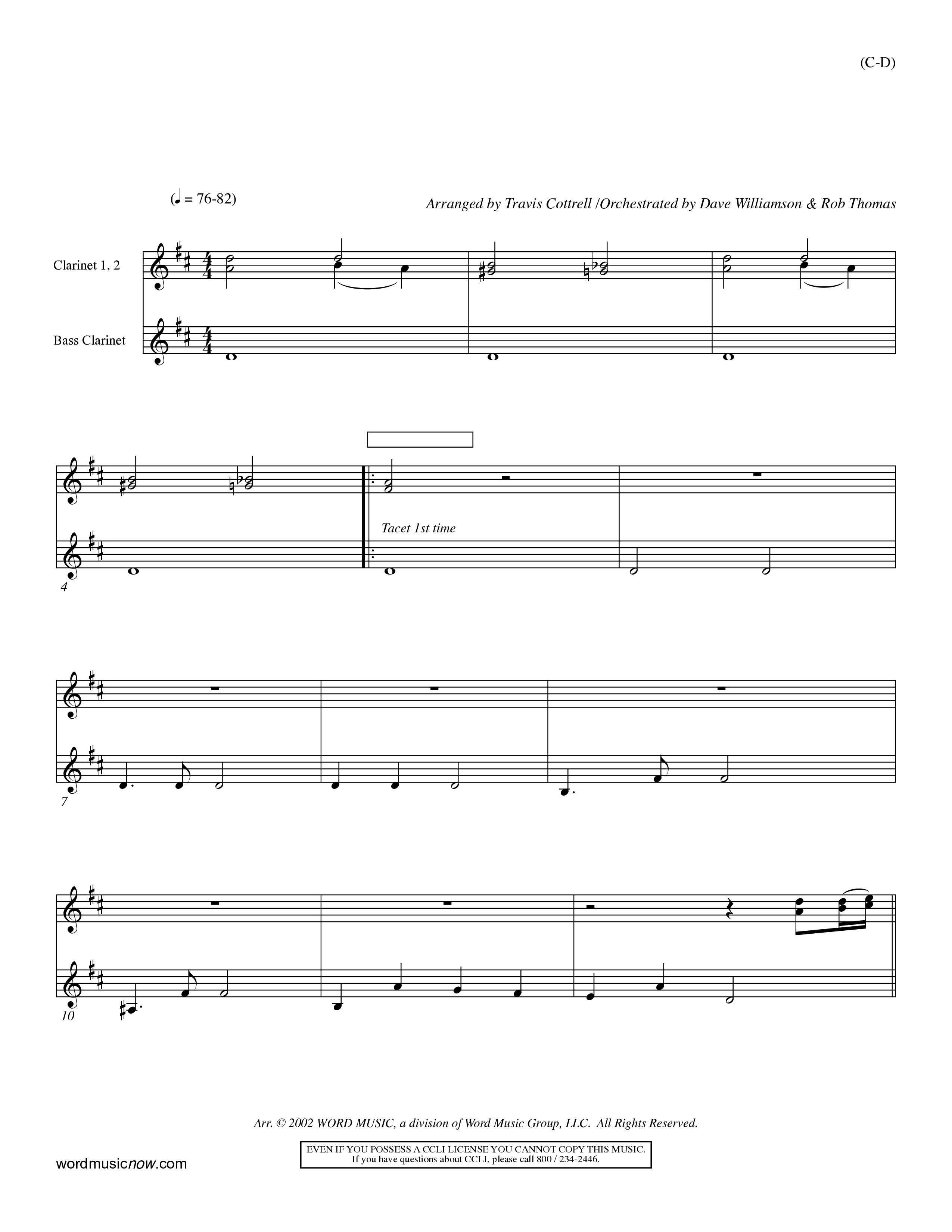 I Surrender All (Choral Anthem SATB) Clarinet 1/2 (Word Music Choral / Arr. Travis Cottrell / Orch. Dave Williamson / Orch. Rob Thomas)