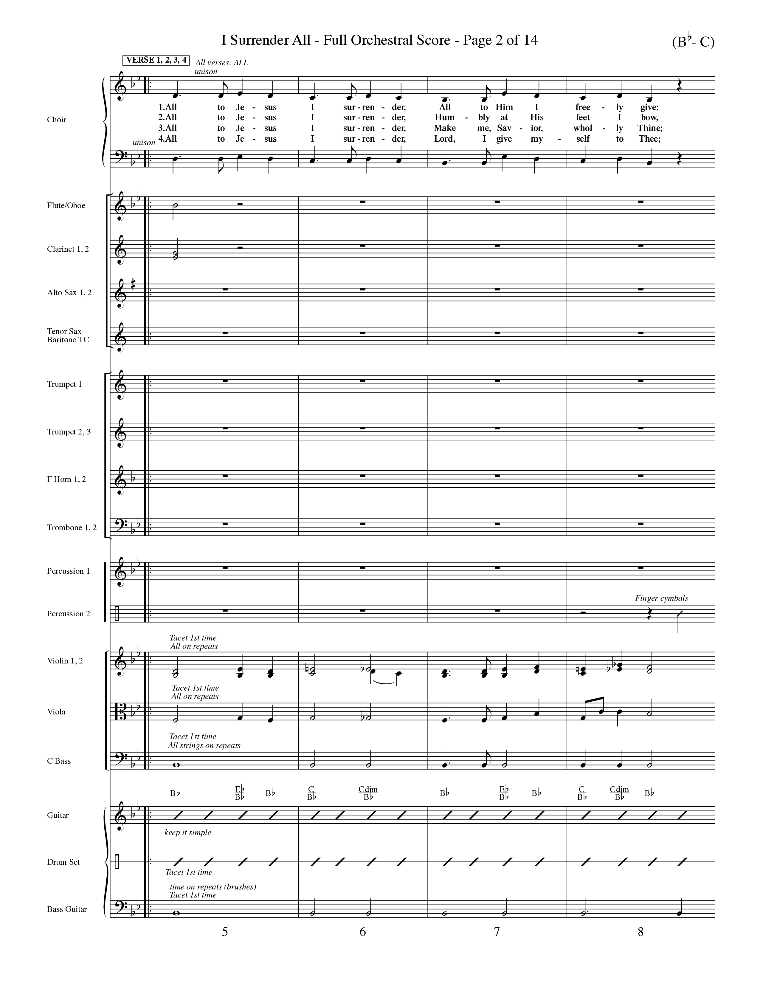I Surrender All (Choral Anthem SATB) Orchestration (Word Music Choral / Arr. Travis Cottrell / Orch. Dave Williamson / Orch. Rob Thomas)