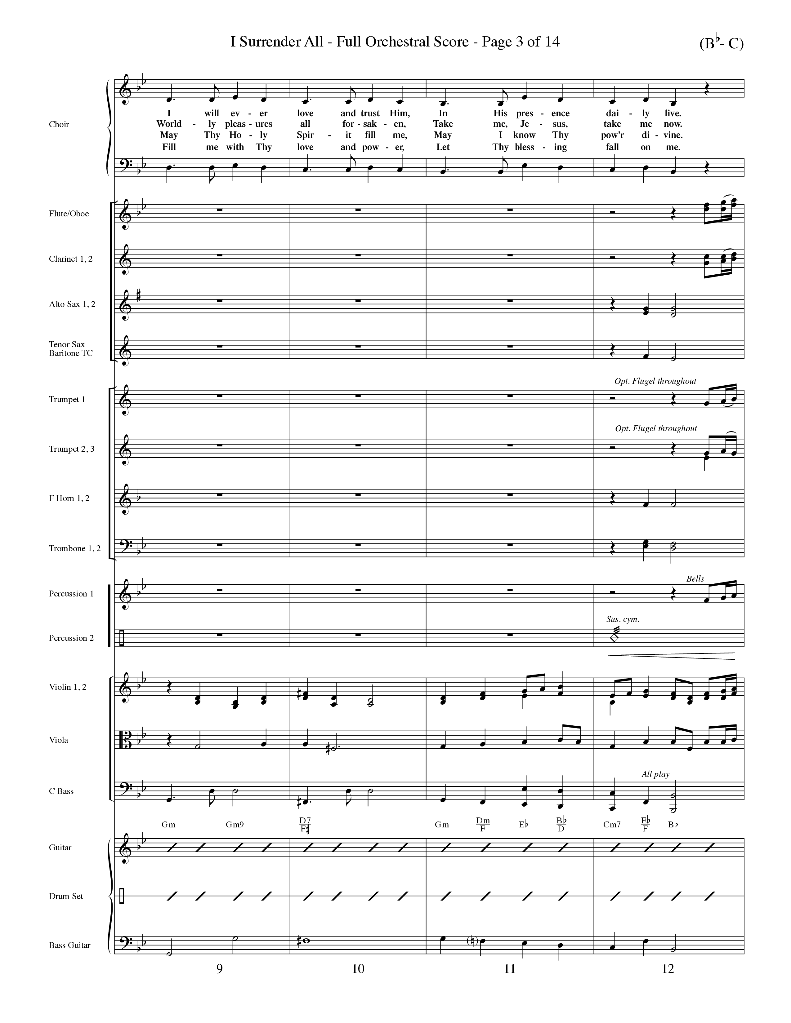 I Surrender All (Choral Anthem SATB) Orchestration (Word Music Choral / Arr. Travis Cottrell / Orch. Dave Williamson / Orch. Rob Thomas)
