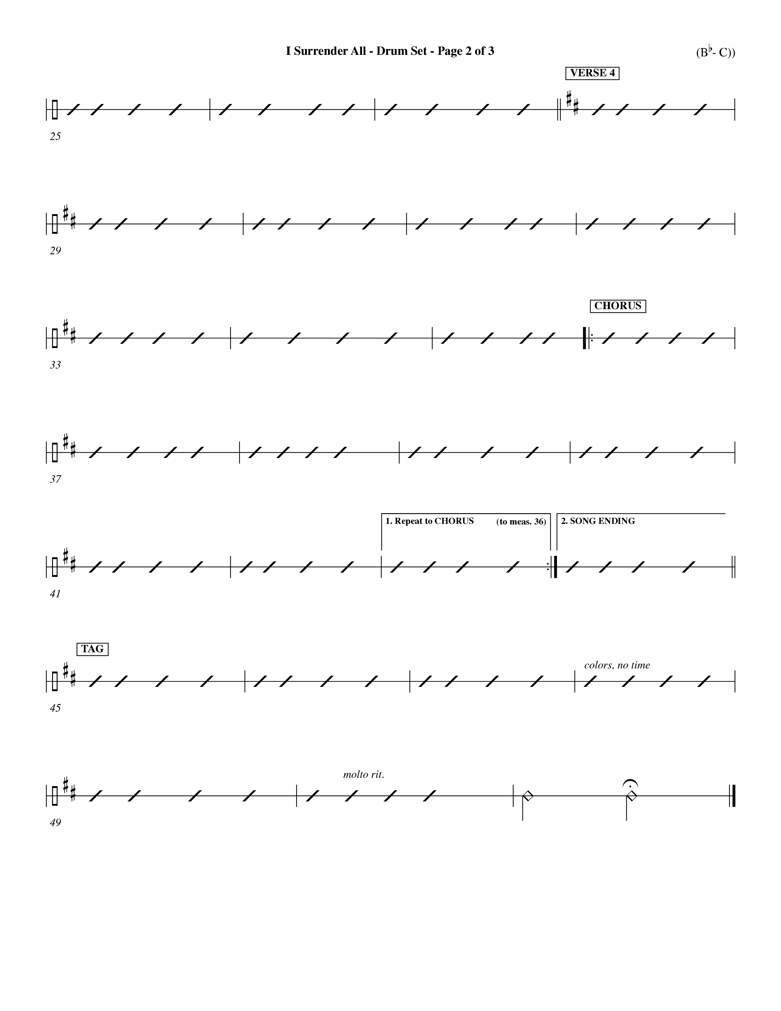 I Surrender All (Choral Anthem SATB) Drum Set (Word Music Choral / Arr. Travis Cottrell / Orch. Dave Williamson / Orch. Rob Thomas)