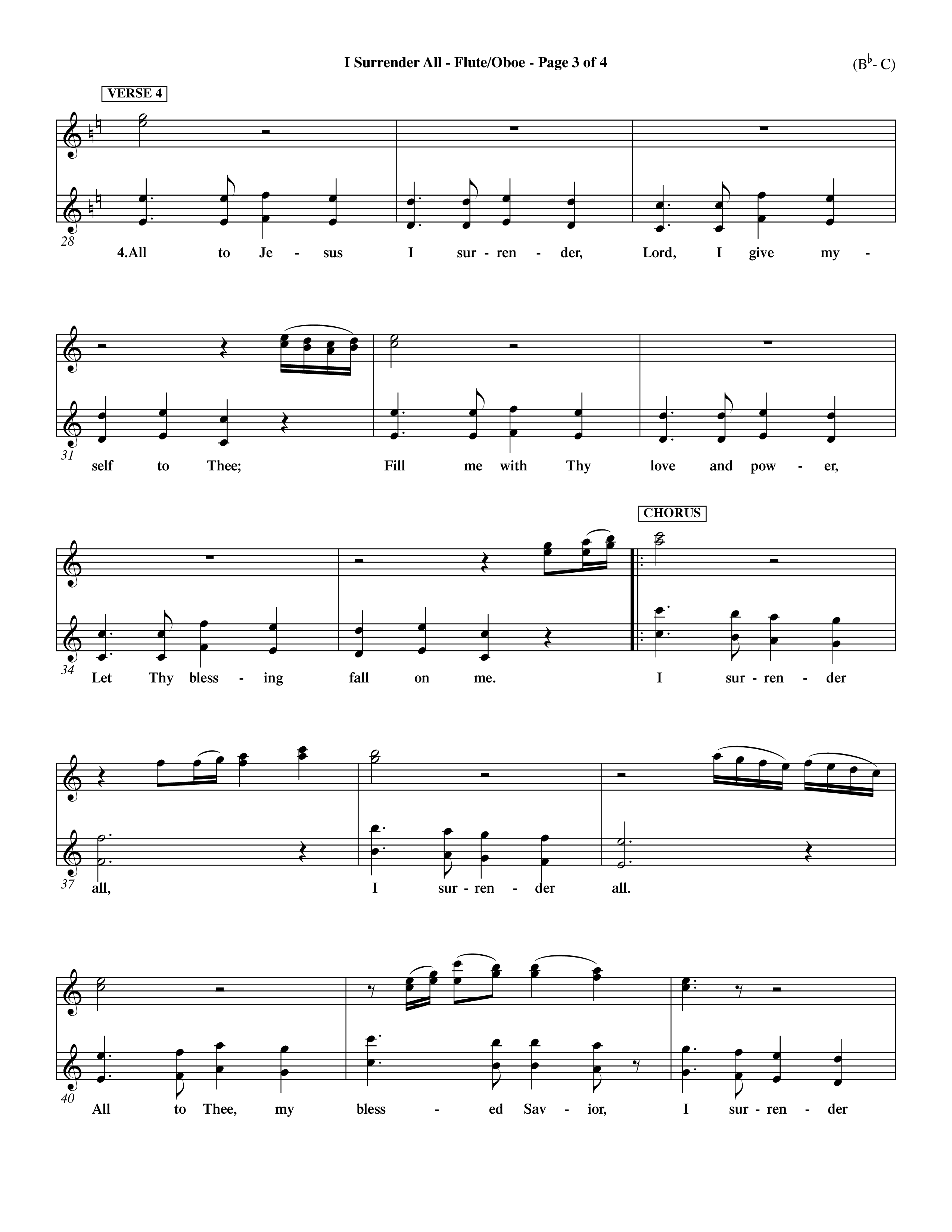 I Surrender All (Choral Anthem SATB) Flute/Oboe (Word Music Choral / Arr. Travis Cottrell / Orch. Dave Williamson / Orch. Rob Thomas)