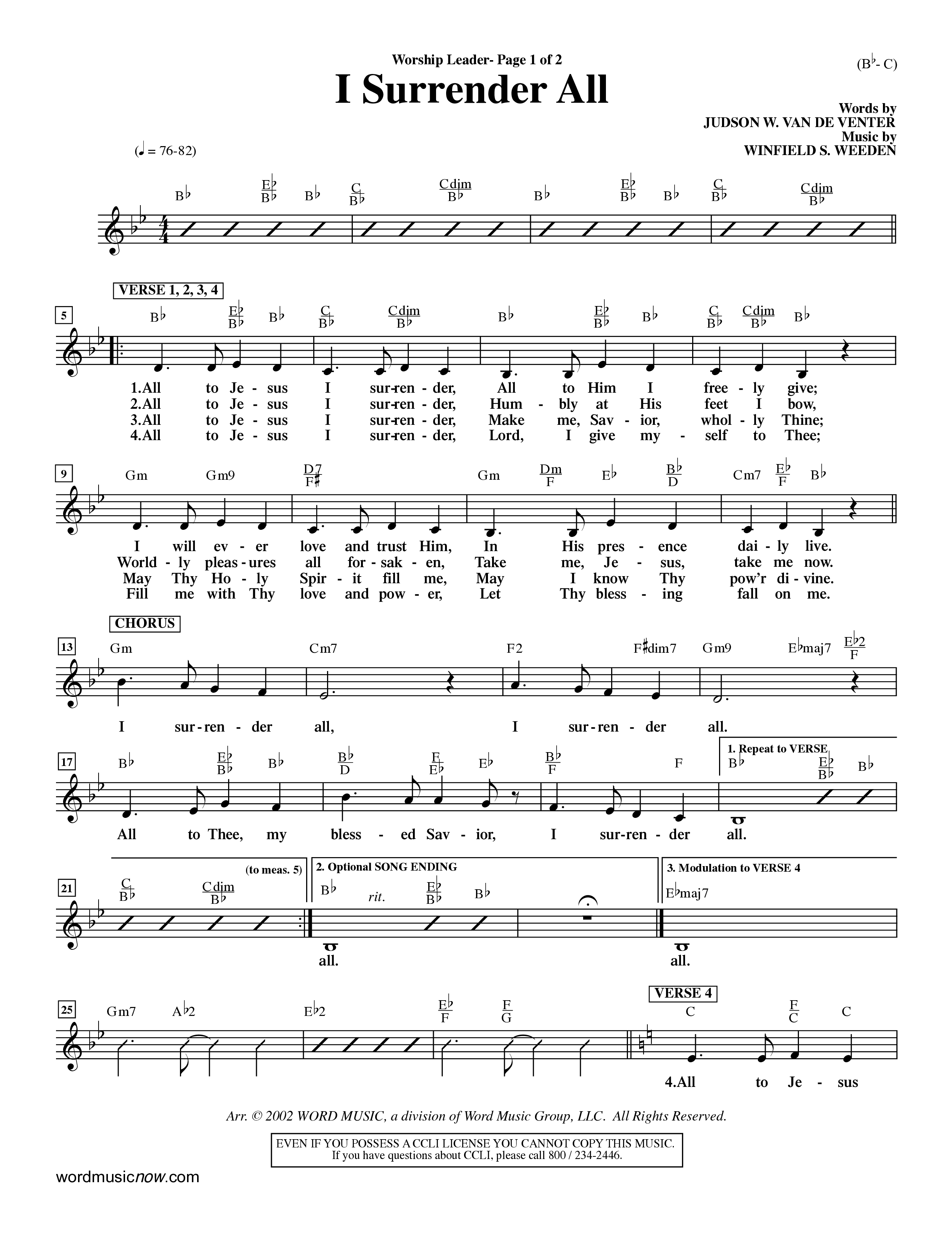 I Surrender All (Choral Anthem SATB) Rhythm Pack (Word Music Choral / Arr. Travis Cottrell / Orch. Dave Williamson / Orch. Rob Thomas)