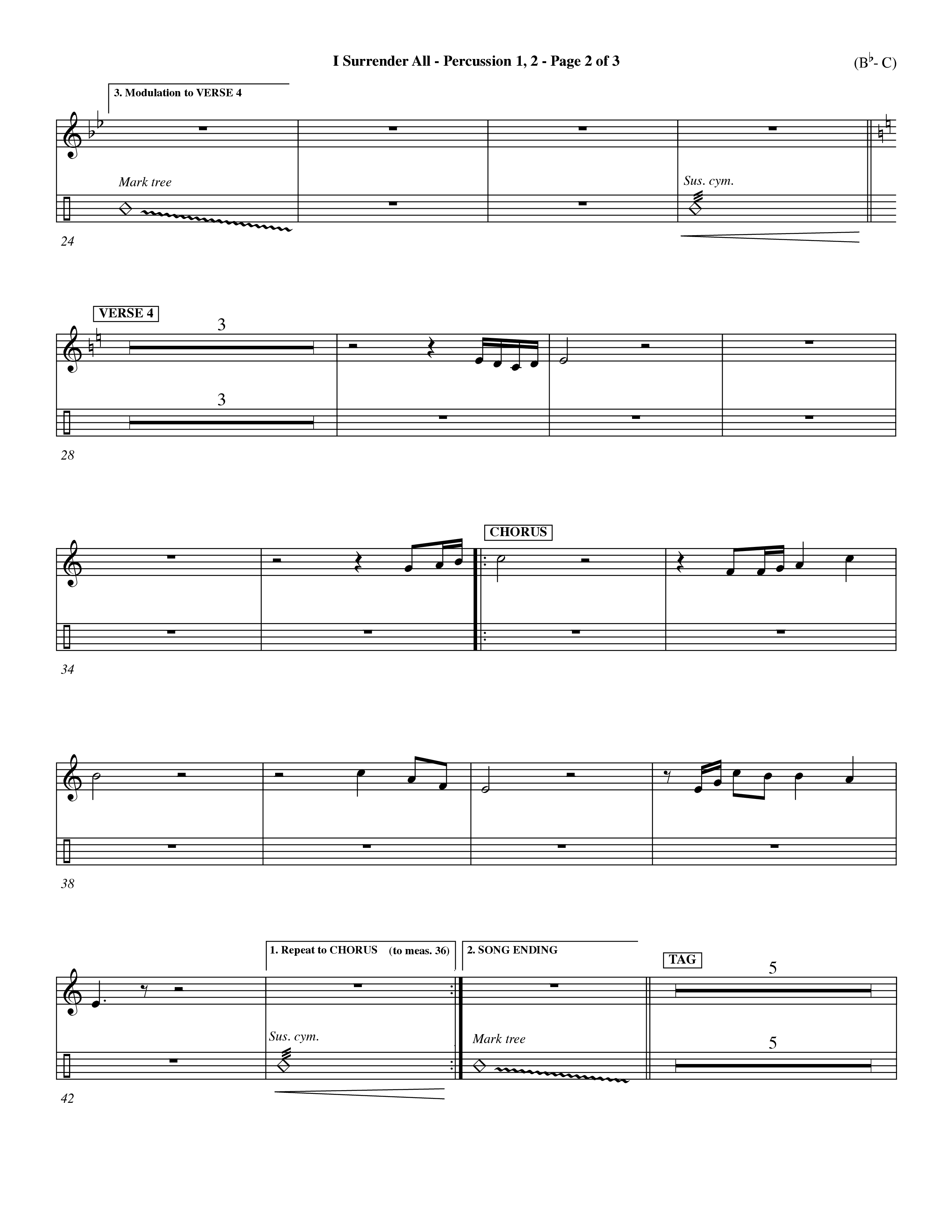 I Surrender All (Choral Anthem SATB) Percussion 1/2 (Word Music Choral / Arr. Travis Cottrell / Orch. Dave Williamson / Orch. Rob Thomas)