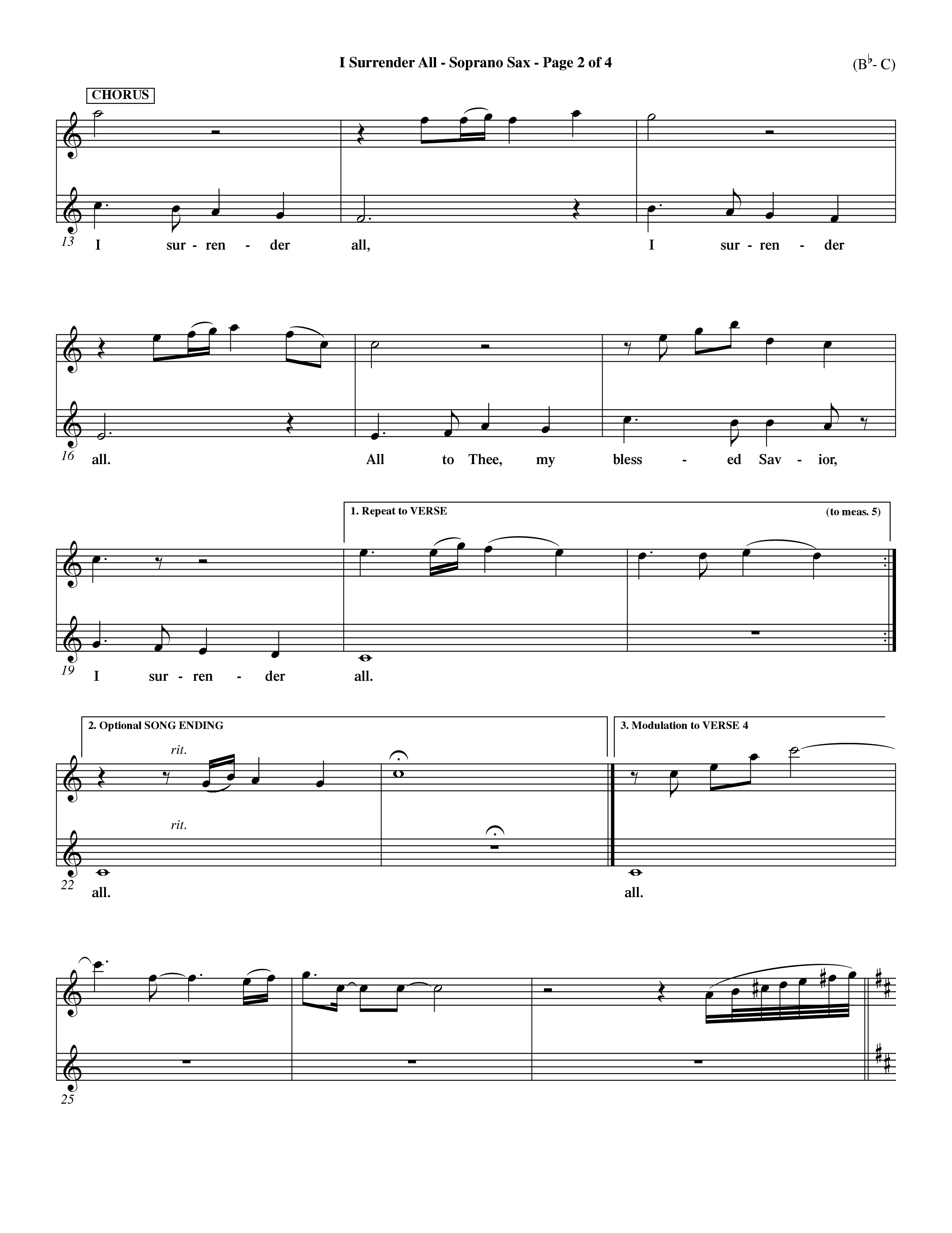 I Surrender All (Choral Anthem SATB) Saxophone (Word Music Choral / Arr. Travis Cottrell / Orch. Dave Williamson / Orch. Rob Thomas)