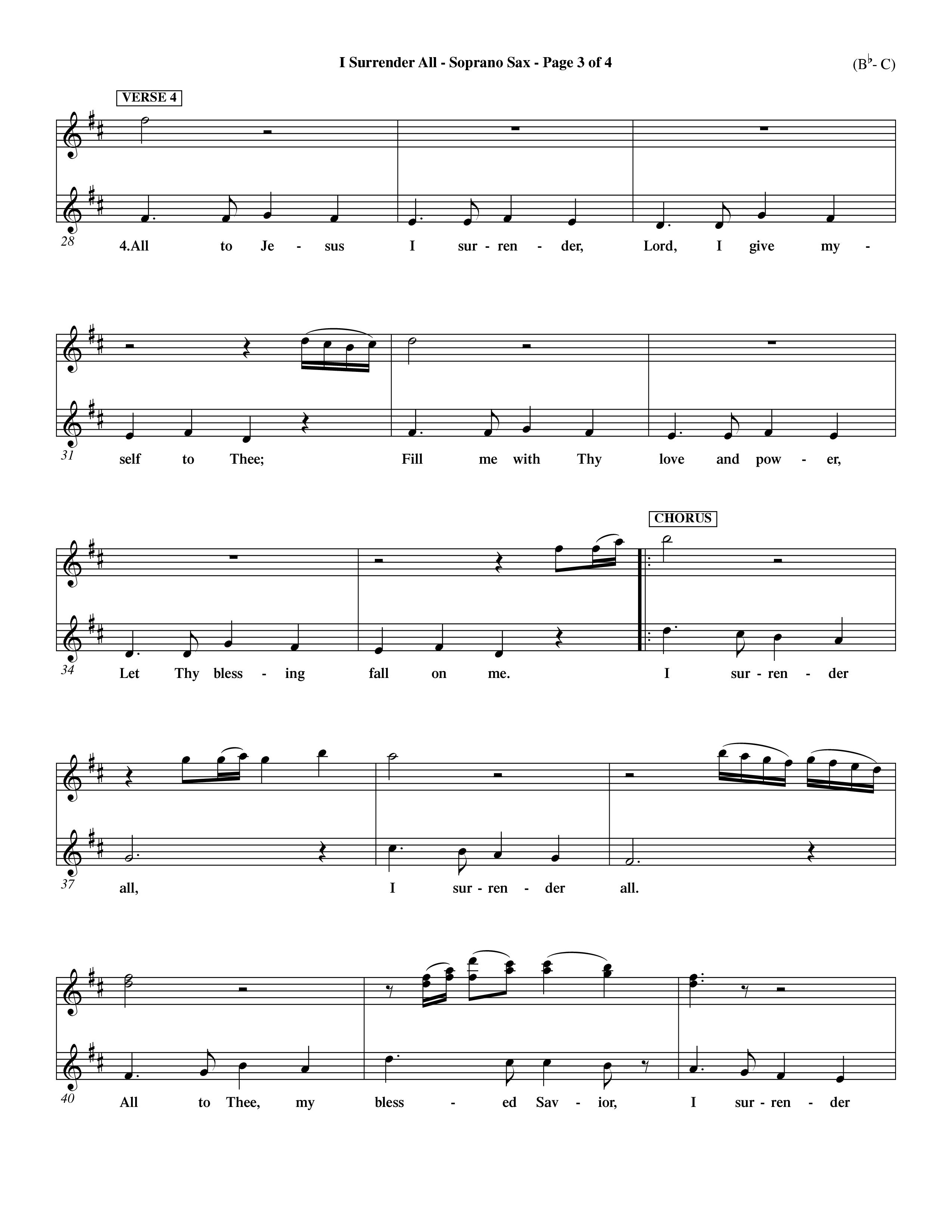 I Surrender All (Choral Anthem SATB) Saxophone (Word Music Choral / Arr. Travis Cottrell / Orch. Dave Williamson / Orch. Rob Thomas)