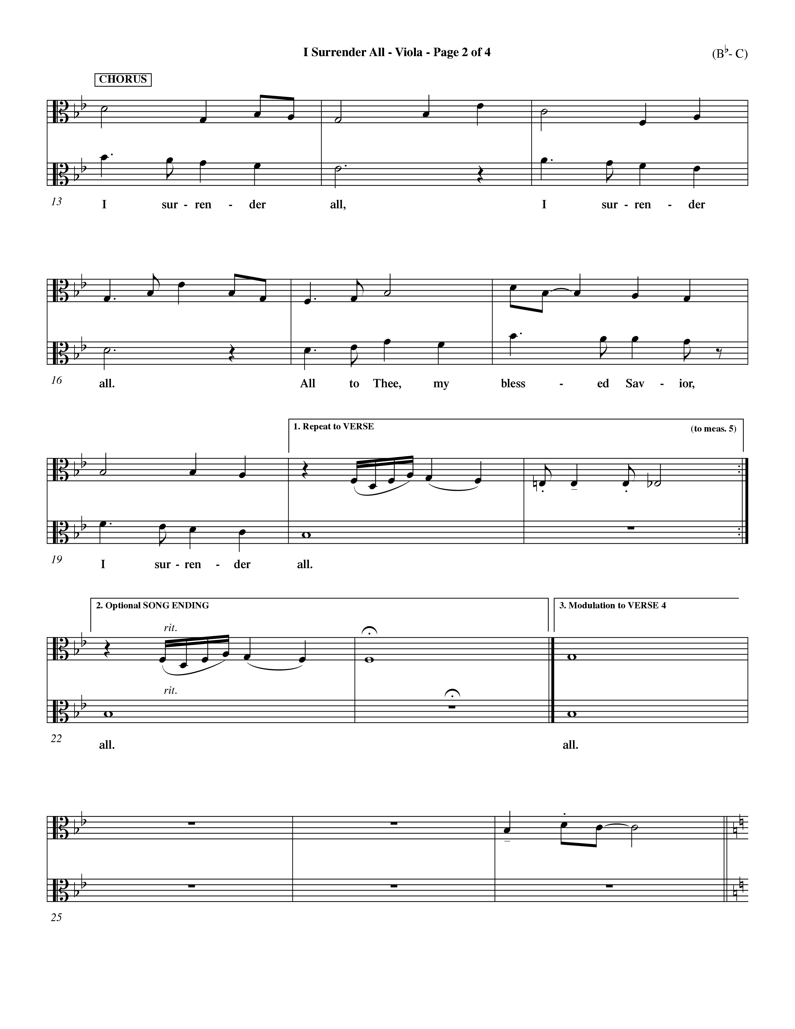 I Surrender All (Choral Anthem SATB) Viola (Word Music Choral / Arr. Travis Cottrell / Orch. Dave Williamson / Orch. Rob Thomas)