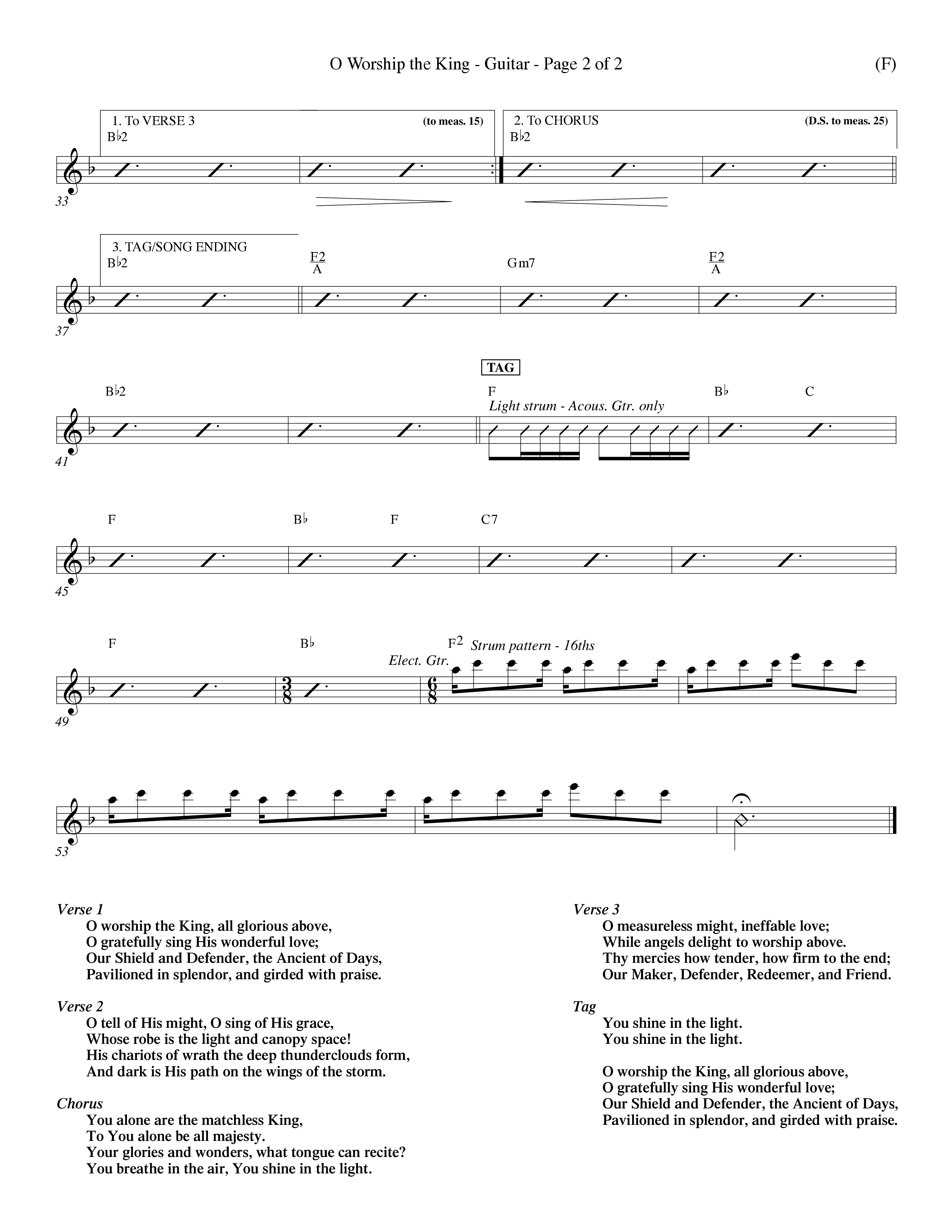 O Worship The King (Choral Anthem SATB) Acoustic Guitar (Word Music Choral / Arr. Chris Tomlin)