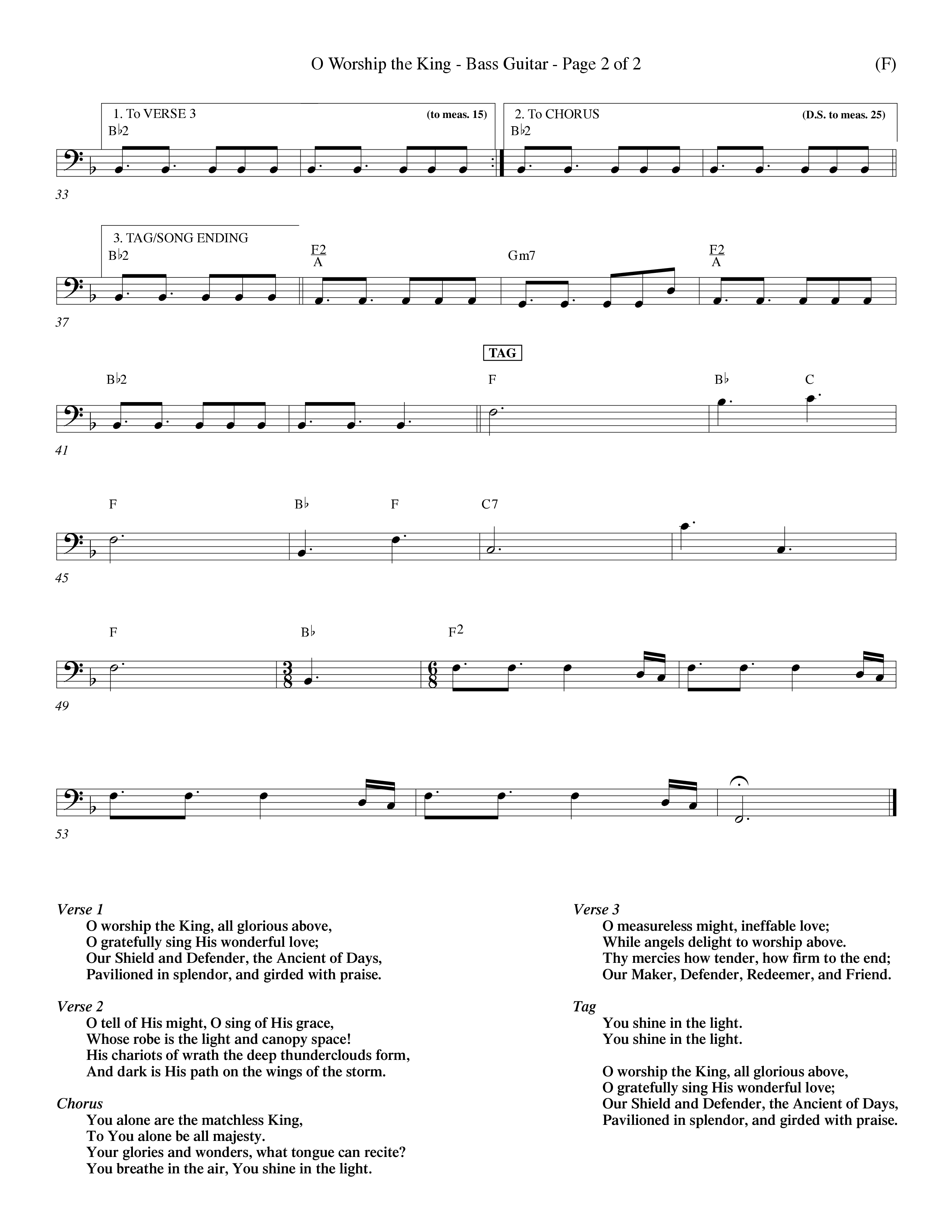 O Worship The King (Choral Anthem SATB) Bass Guitar (Word Music Choral / Arr. Chris Tomlin)