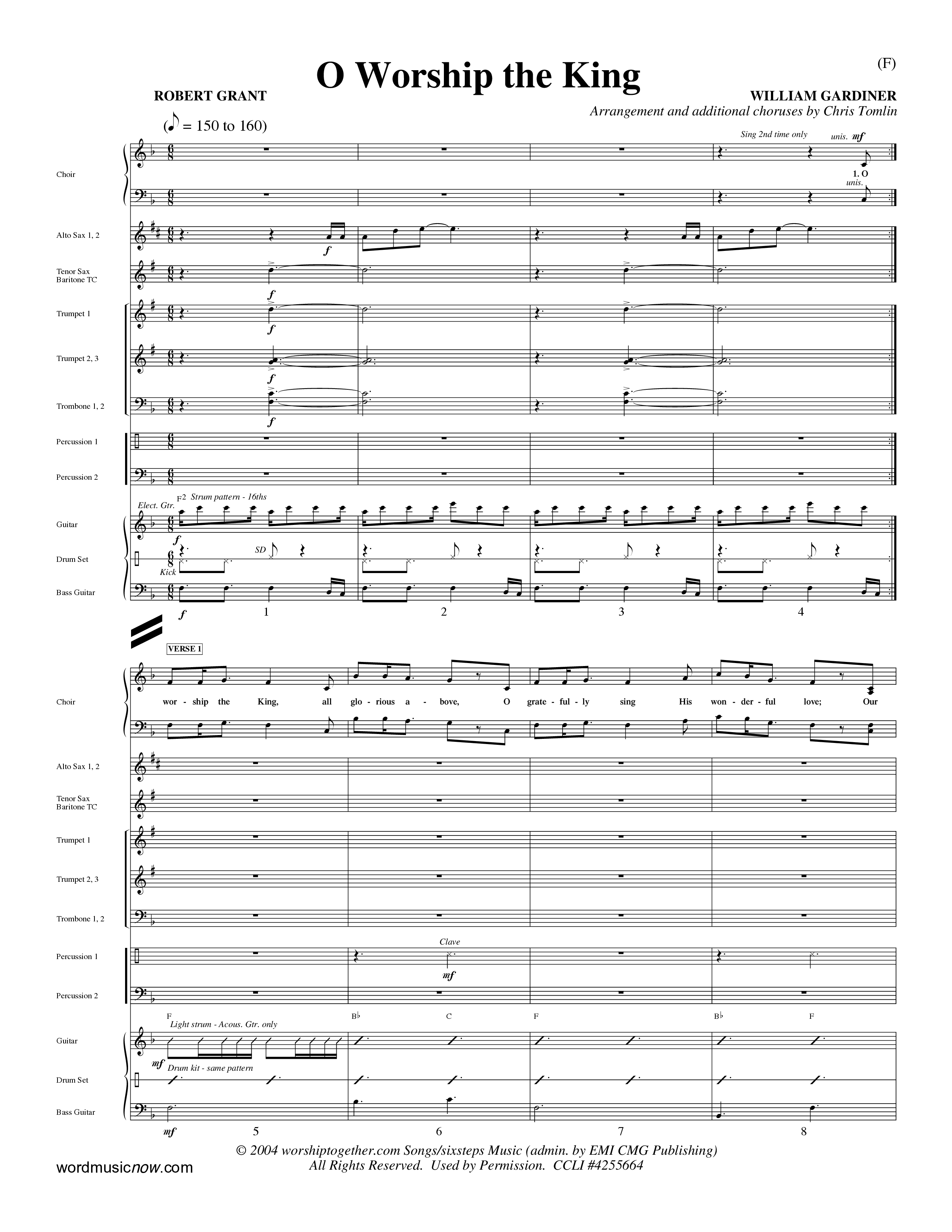 O Worship The King (Choral Anthem SATB) Conductor's Score (Word Music Choral / Arr. Chris Tomlin)