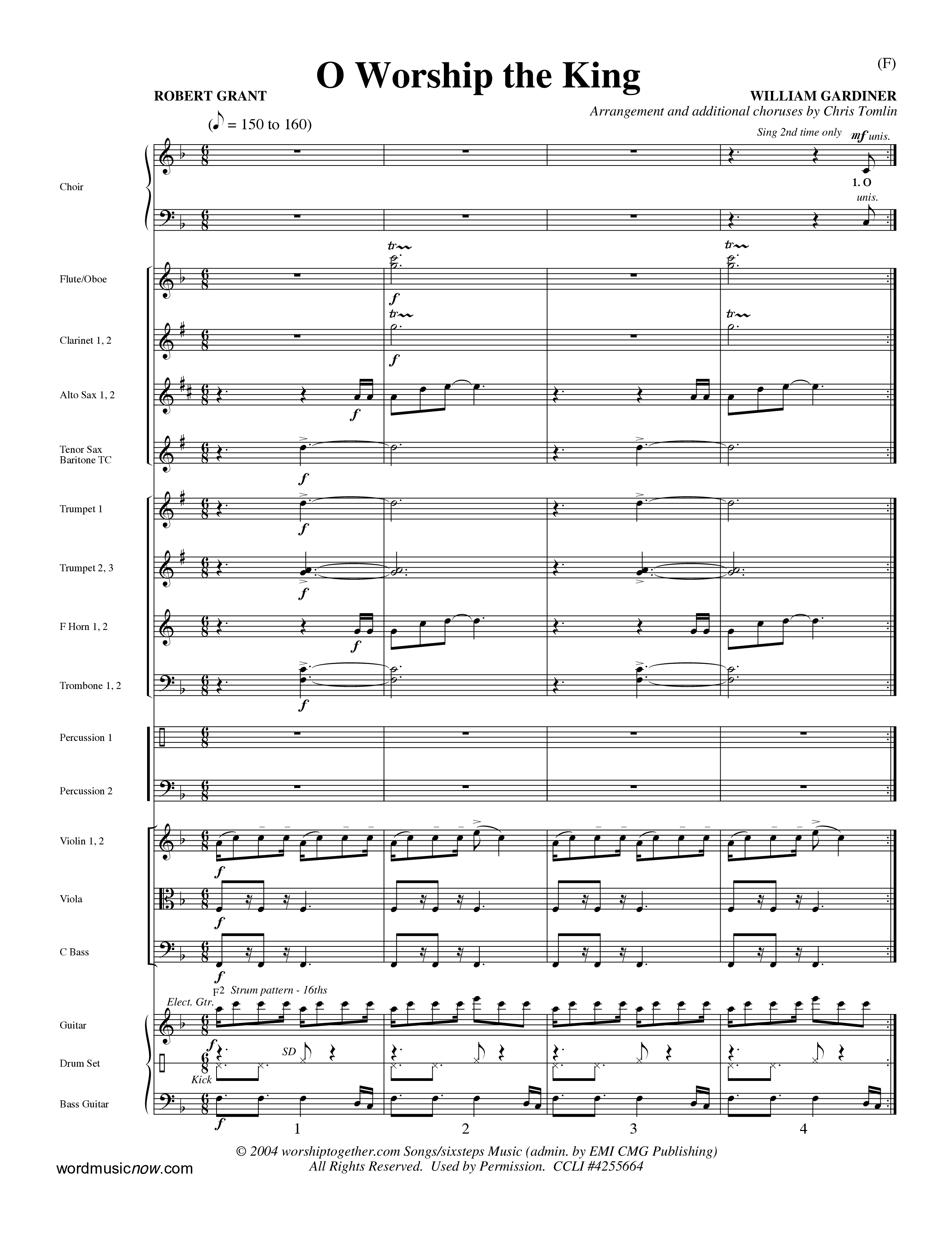 O Worship The King (Choral Anthem SATB) Orchestration (Word Music Choral / Arr. Chris Tomlin)