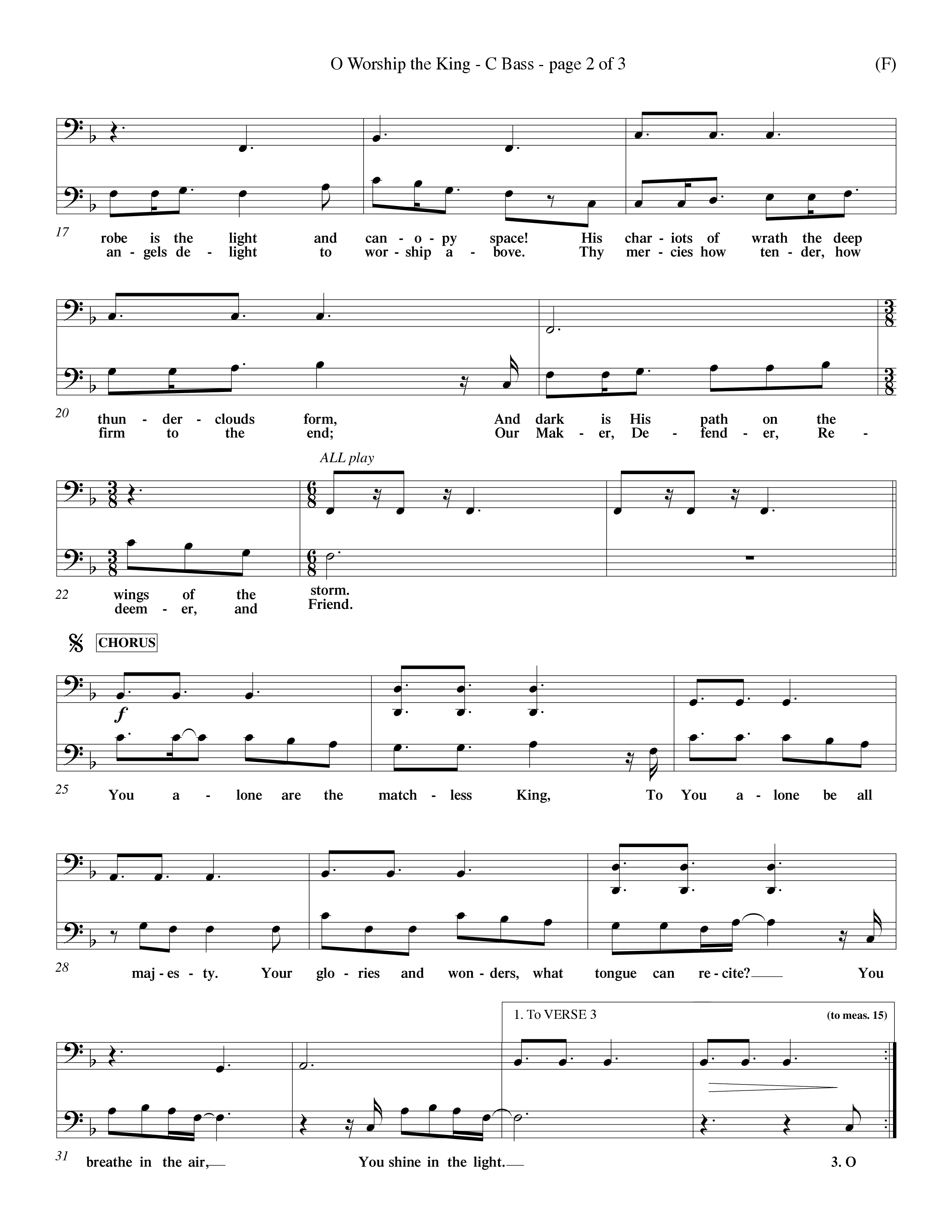 O Worship The King (Choral Anthem SATB) Contrabass (Word Music Choral / Arr. Chris Tomlin)
