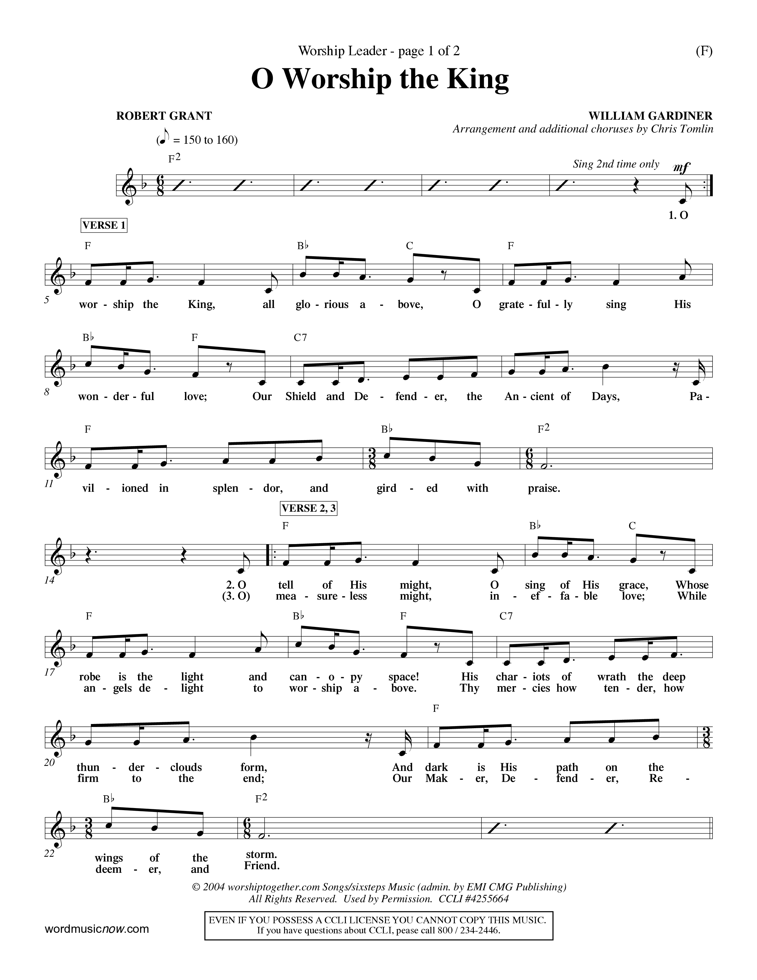 O Worship The King (Choral Anthem SATB) Rhythm Pack (Word Music Choral / Arr. Chris Tomlin)