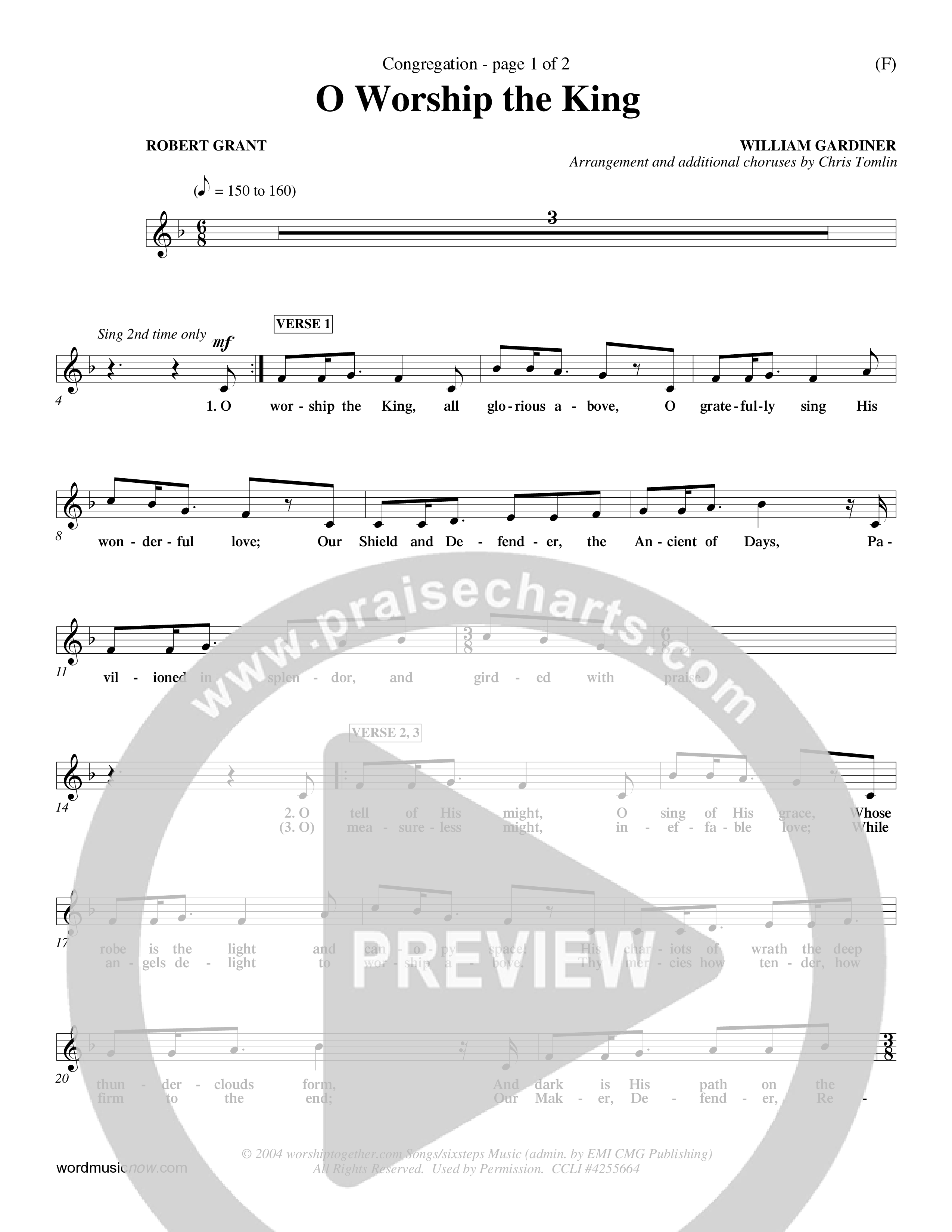 O Worship The King (Choral Anthem SATB) Rhythm Pack (Word Music Choral / Arr. Chris Tomlin)