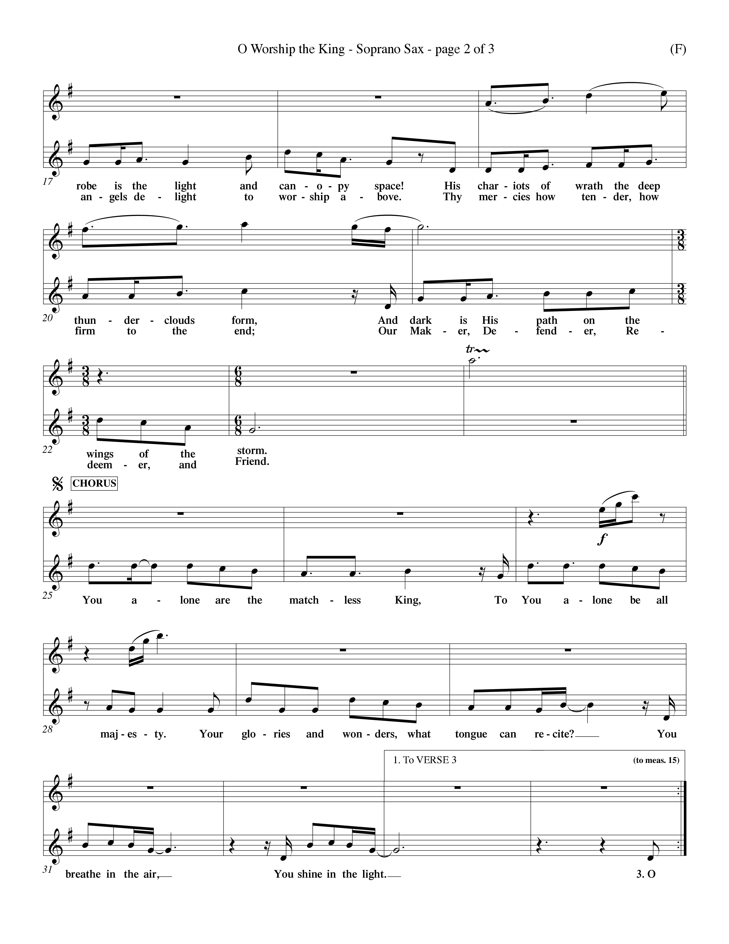 O Worship The King (Choral Anthem SATB) Saxophone (Word Music Choral / Arr. Chris Tomlin)