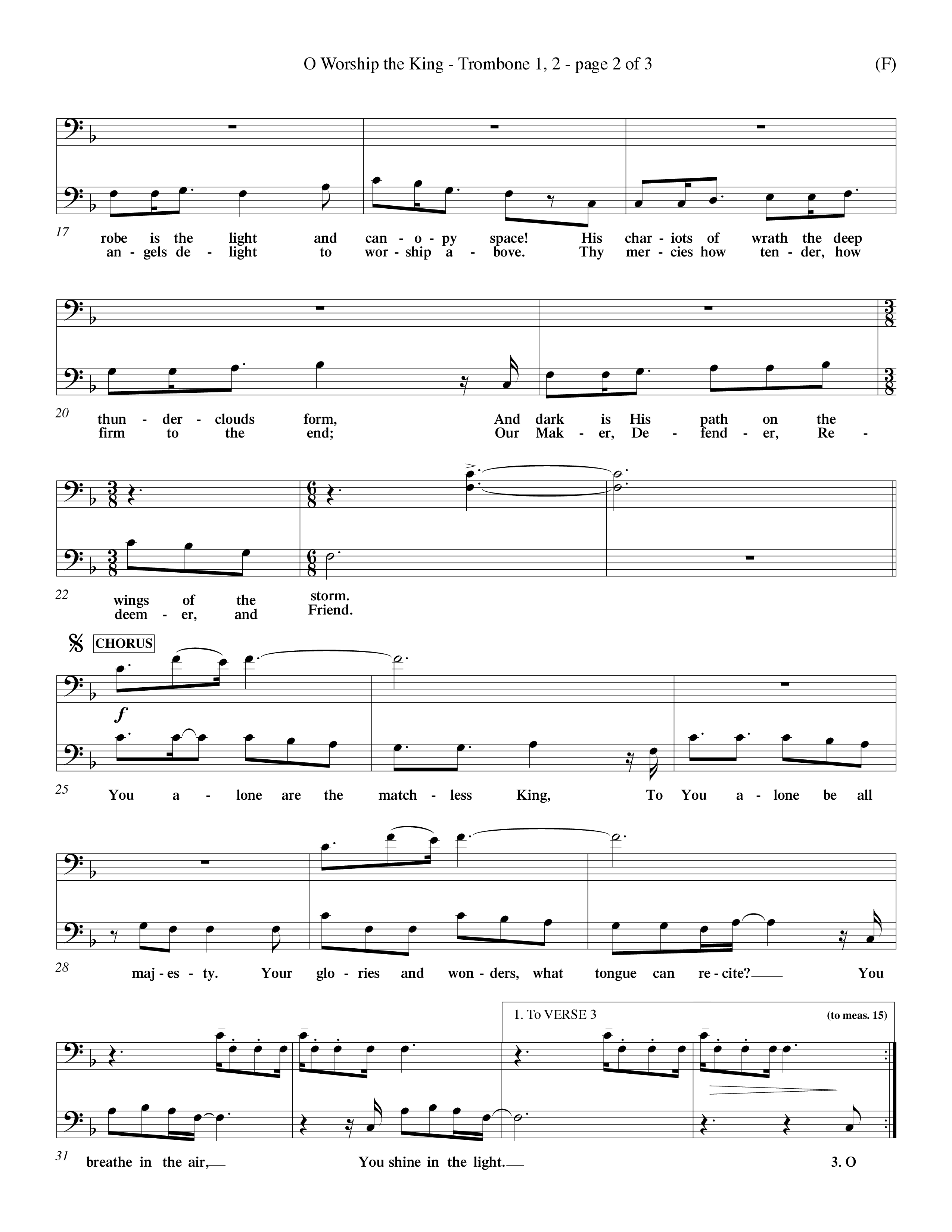 O Worship The King (Choral Anthem SATB) Trombone 1/2 (Word Music Choral / Arr. Chris Tomlin)