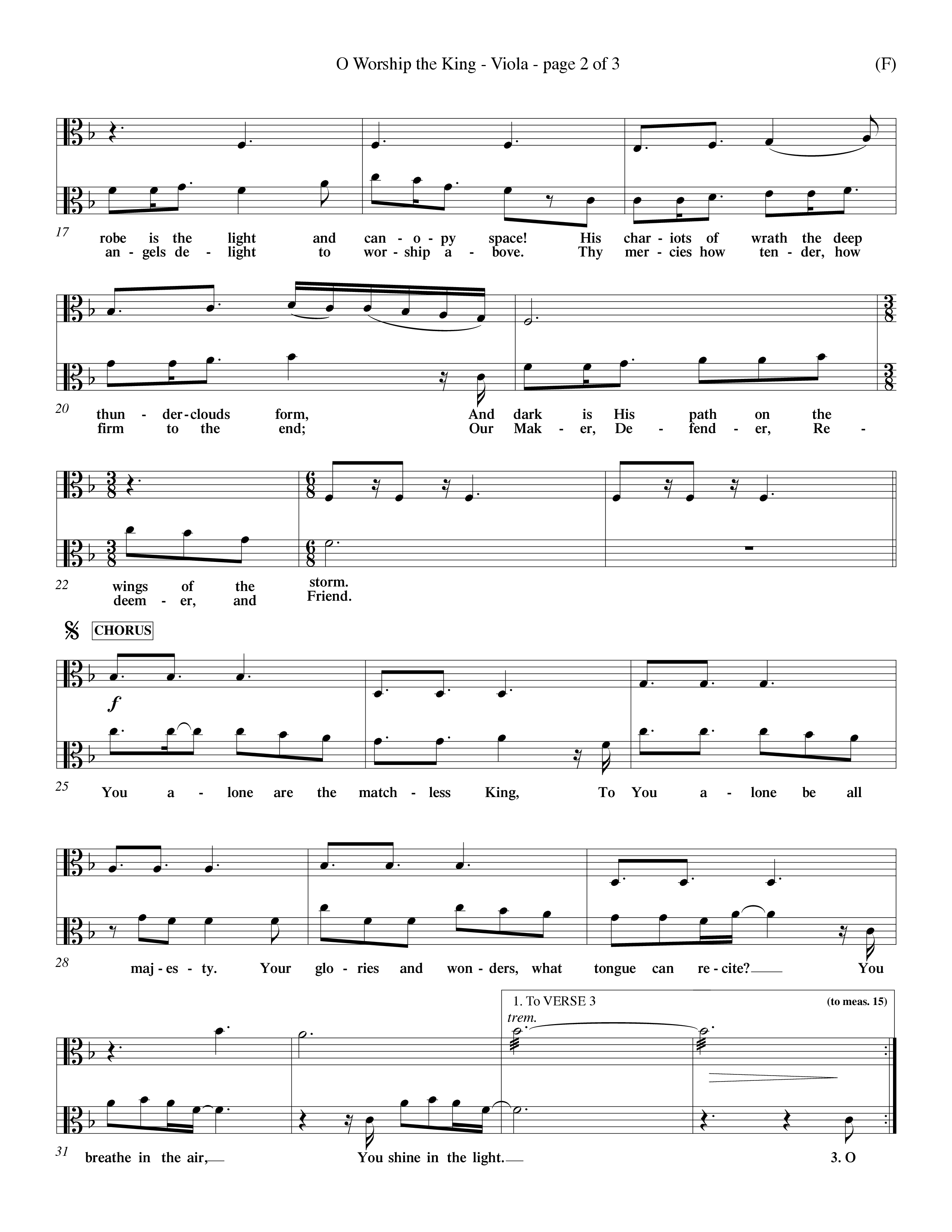 O Worship The King (Choral Anthem SATB) Viola (Word Music Choral / Arr. Chris Tomlin)