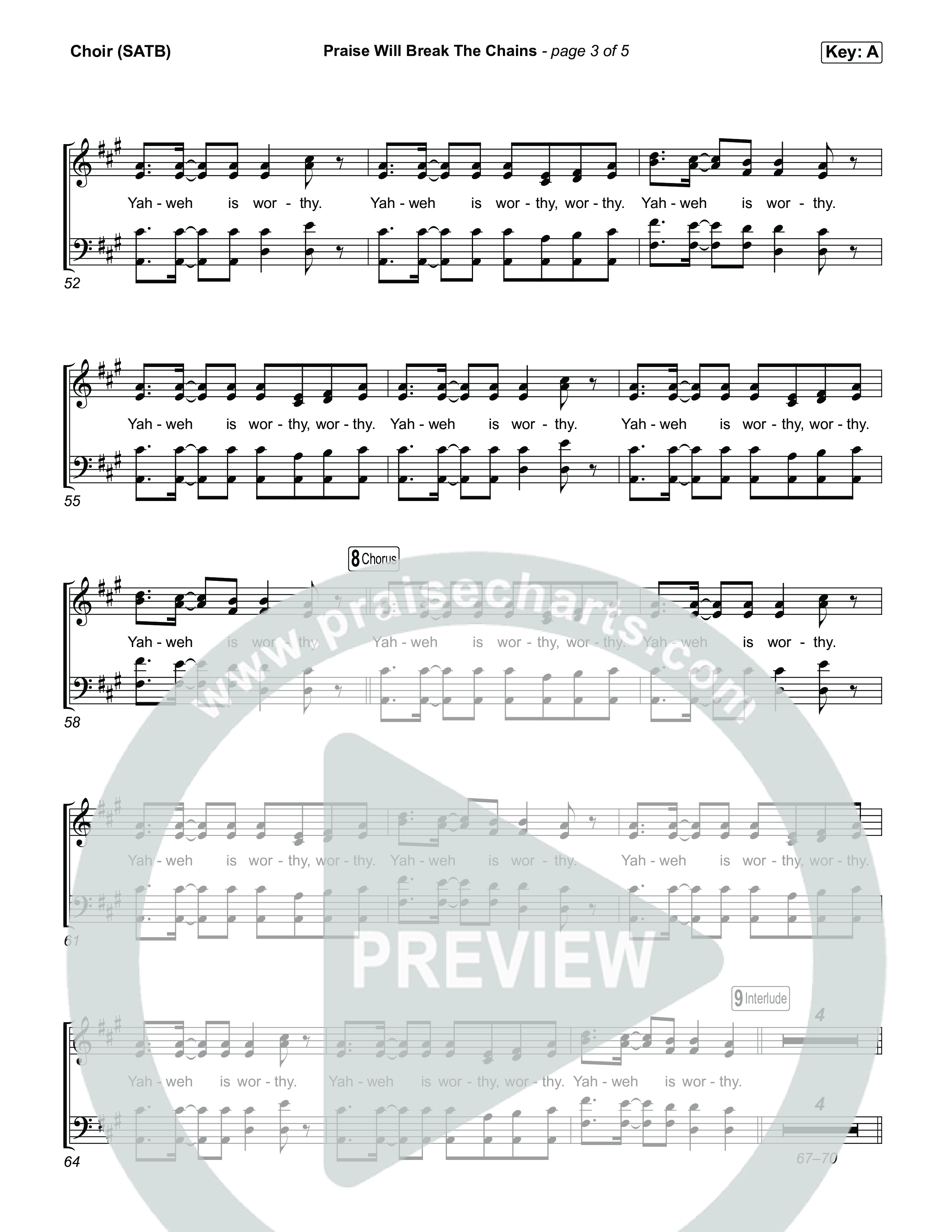 Praise Will Break The Chains Choir Sheet (SATB) (Calvary Worship Live / Courtney Raley)