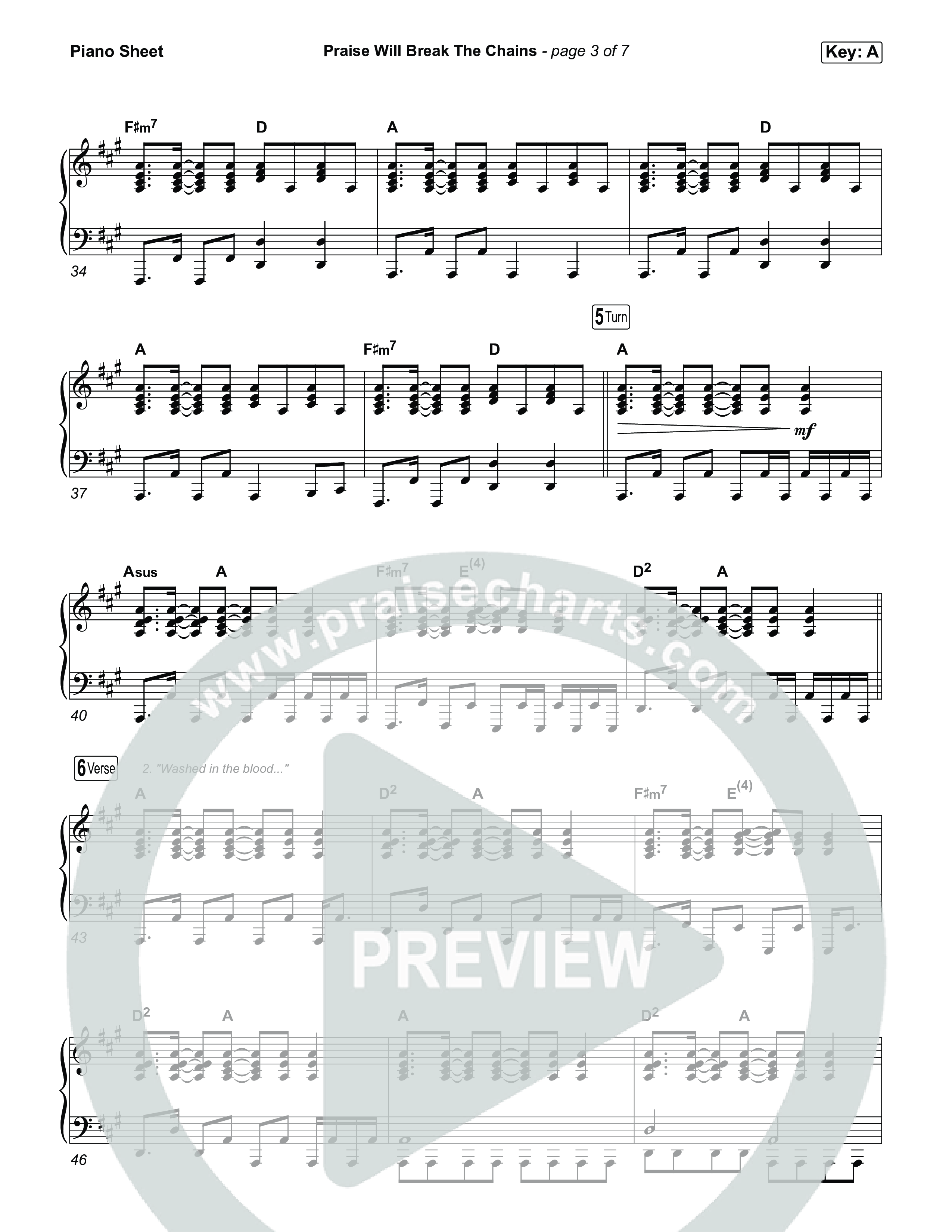 Praise Will Break The Chains Piano Sheet (Calvary Worship Live / Courtney Raley)