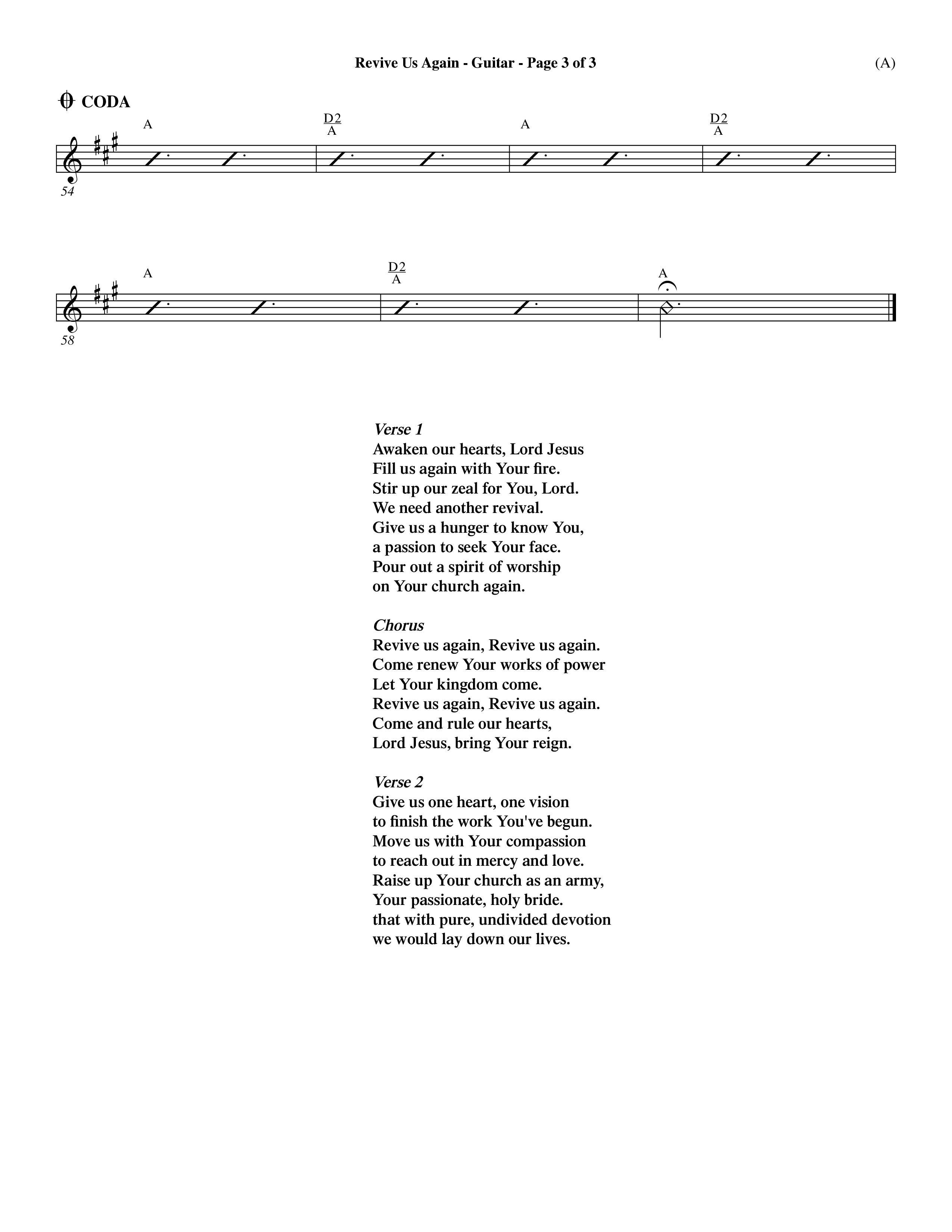 Revive Us Again  (Choral Anthem SATB) Acoustic Guitar (Word Music Choral / Orch. Dave Williamson)