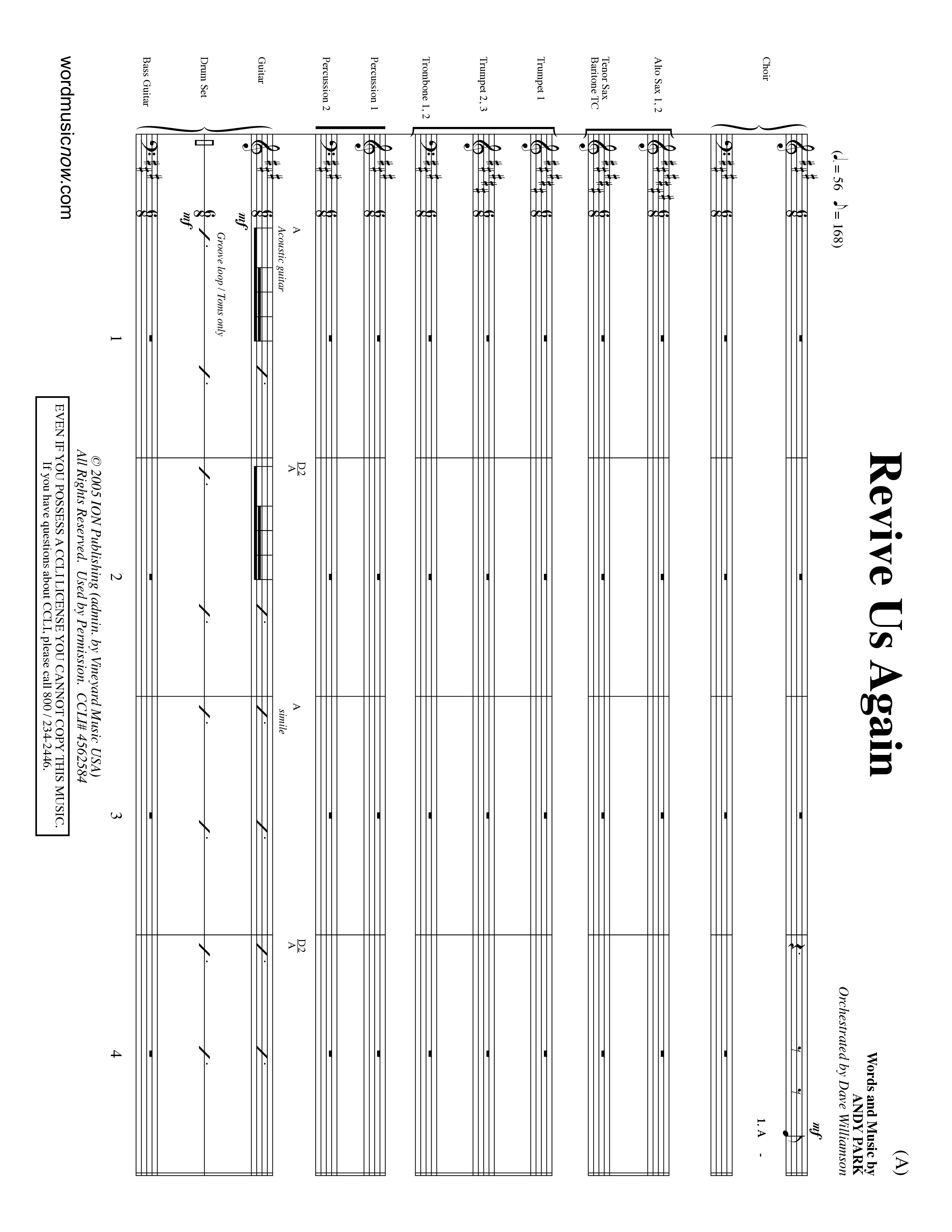 Revive Us Again (Choral Anthem SATB) PraiseBand (incl. Brass) (Word Music Choral / Orch. Dave Williamson)