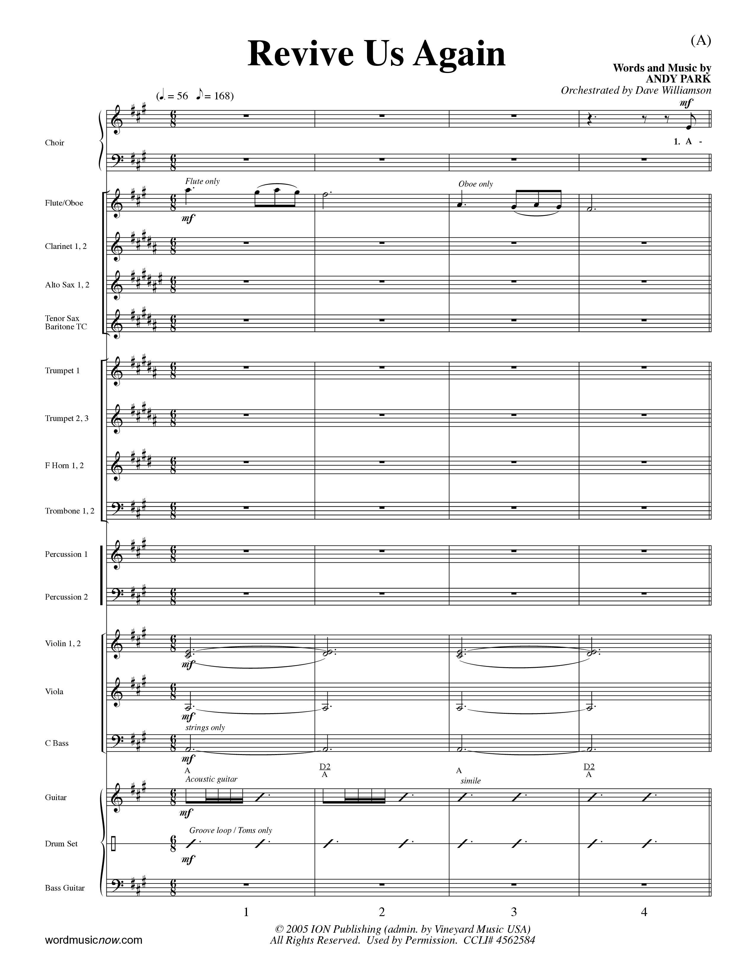 Revive Us Again (Choral Anthem SATB) Orchestration (Word Music Choral / Orch. Dave Williamson)