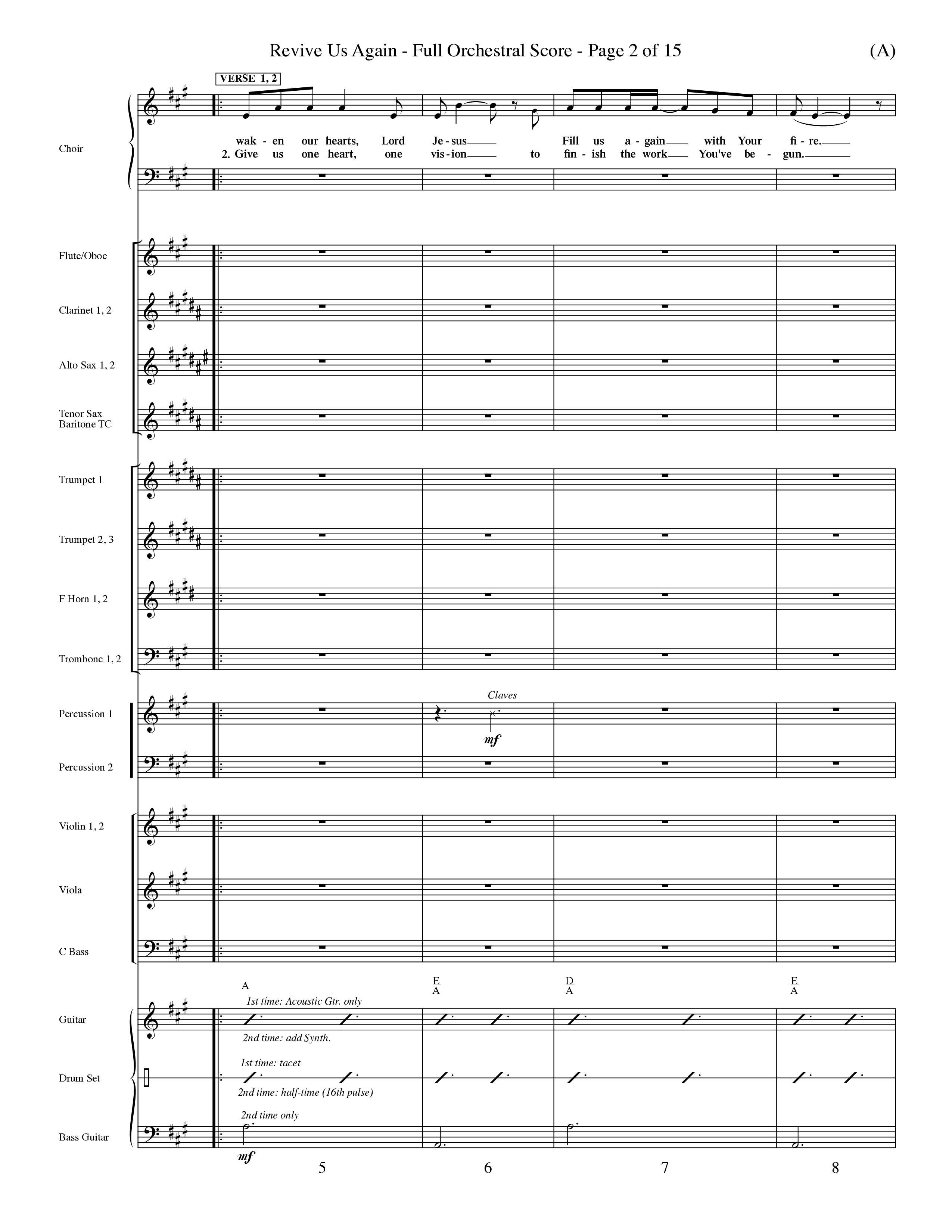 Revive Us Again (Choral Anthem SATB) Orchestration (Word Music Choral / Orch. Dave Williamson)