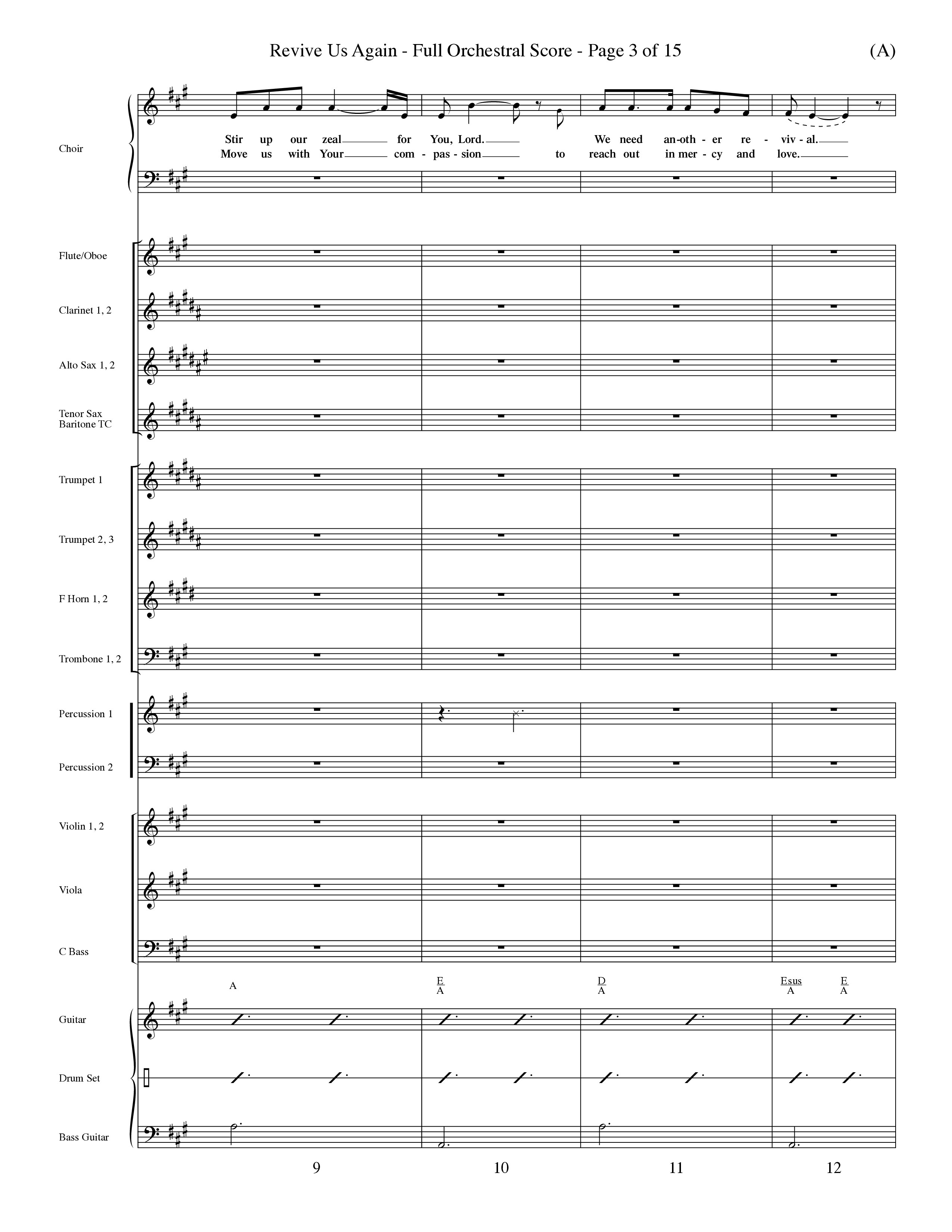 Revive Us Again (Choral Anthem SATB) Orchestration (Word Music Choral / Orch. Dave Williamson)