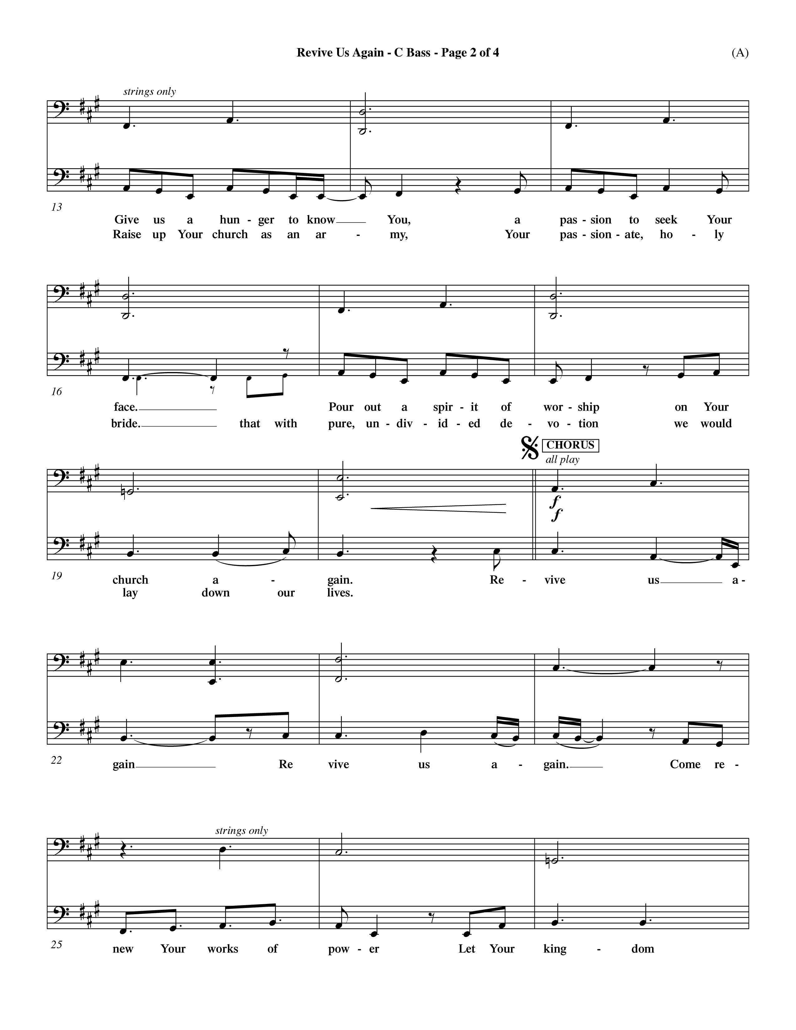 Revive Us Again  (Choral Anthem SATB) Contrabass (Word Music Choral / Orch. Dave Williamson)