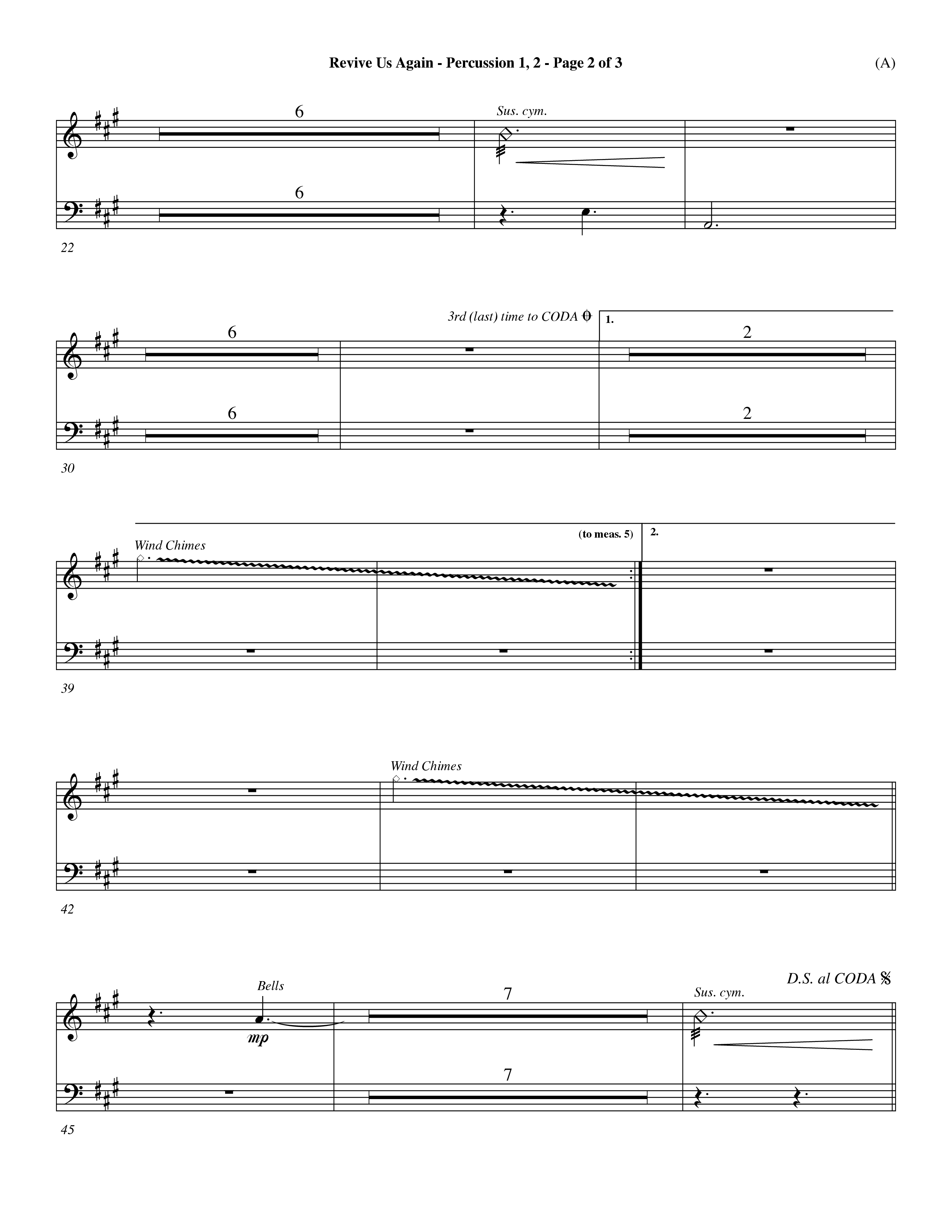 Revive Us Again (Choral Anthem SATB) Percussion 1/2 (Word Music Choral / Orch. Dave Williamson)