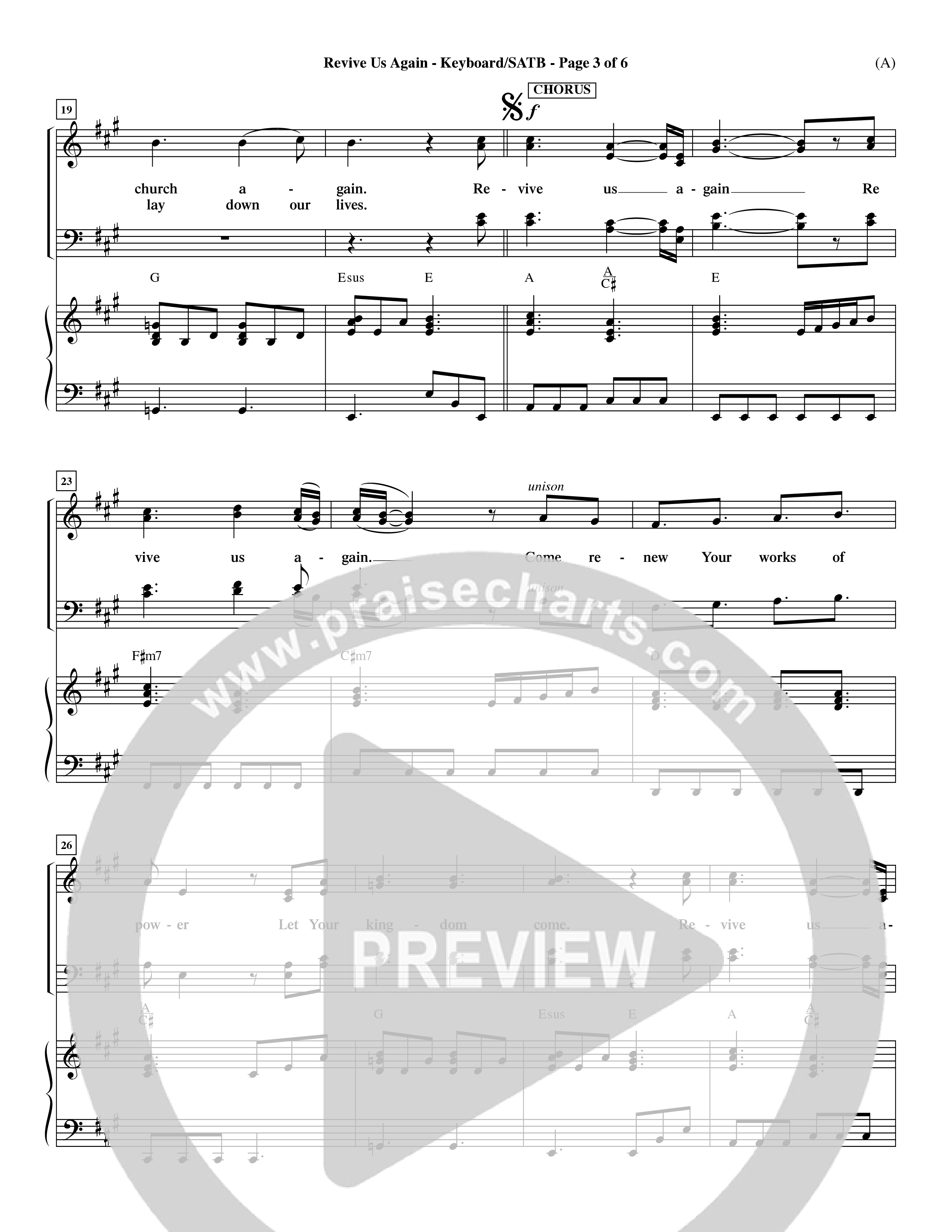 Revive Us Again  (Choral Anthem SATB) Keyboard/Vocal (SATB) (Word Music Choral / Orch. Dave Williamson)