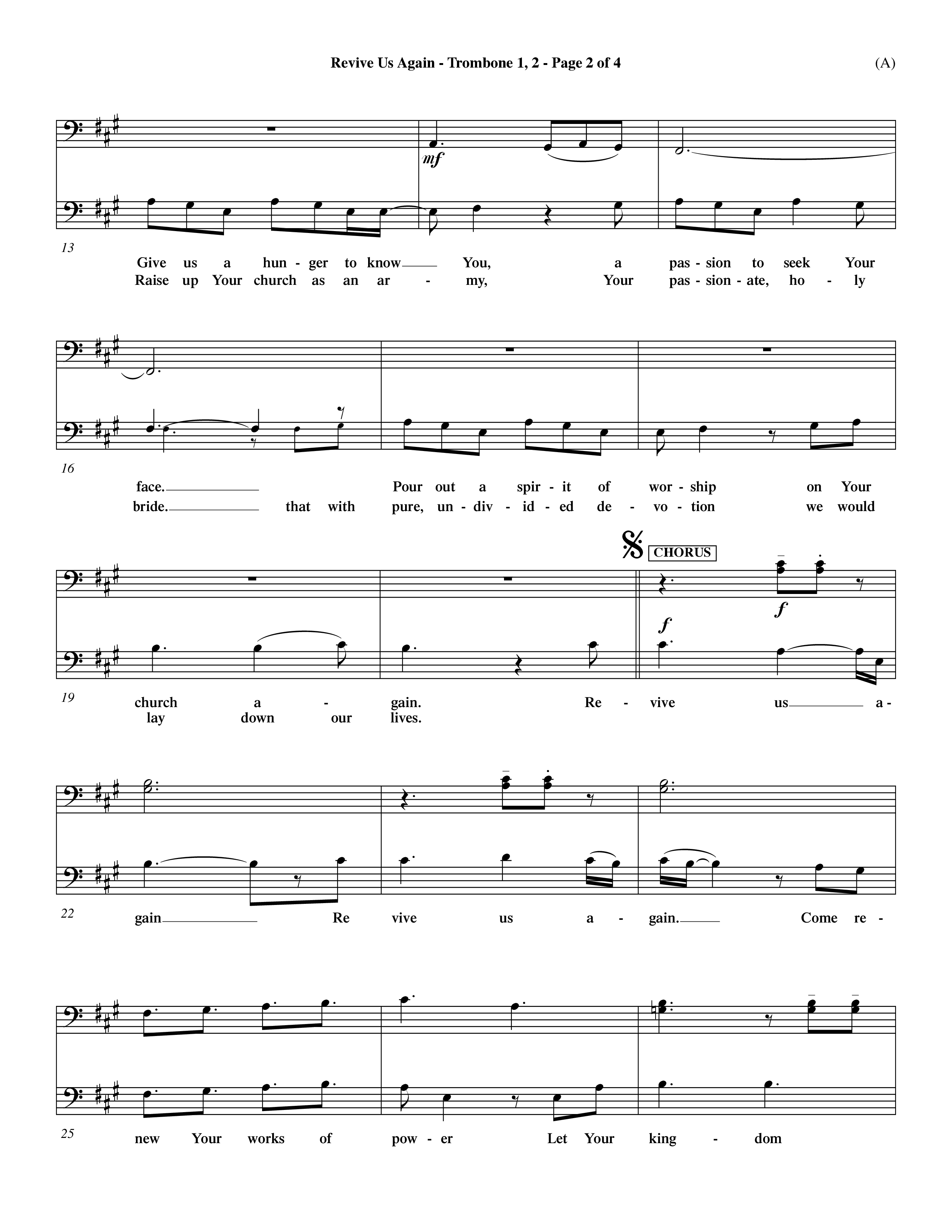 Revive Us Again (Choral Anthem SATB) Trombone 1/2 (Word Music Choral / Orch. Dave Williamson)