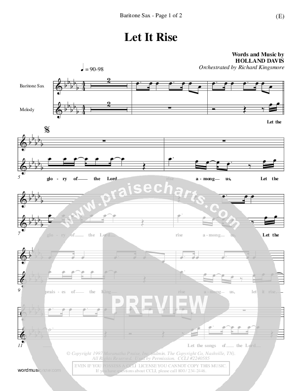Let It Rise Bari Sax (Holland Davis)