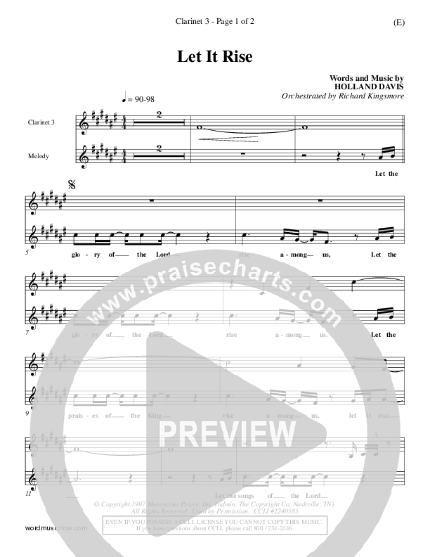 Let It Rise Clarinet 3 (Holland Davis)