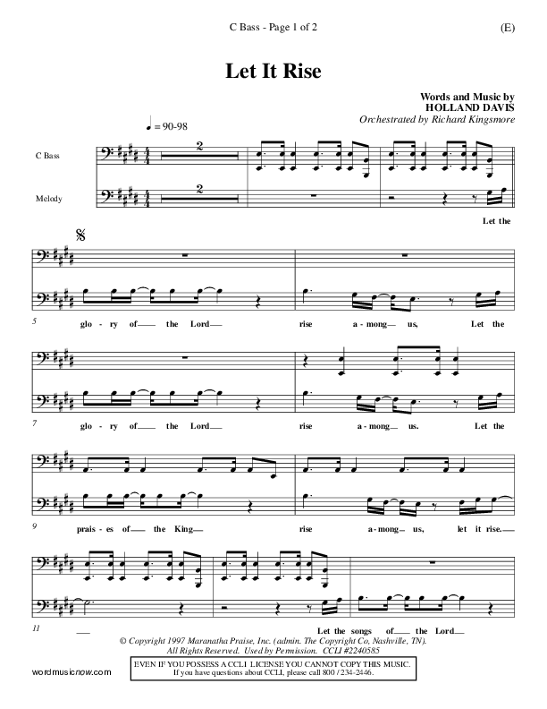 Let It Rise Contrabass (Holland Davis)