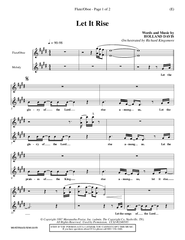 Let It Rise Flute/Oboe (Holland Davis)