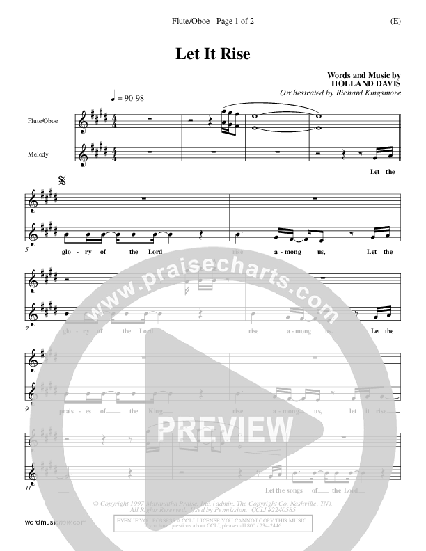 Let It Rise Flute/Oboe (Holland Davis)