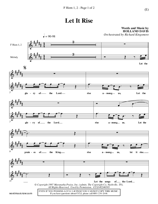 Let It Rise French Horn 1/2 (Holland Davis)