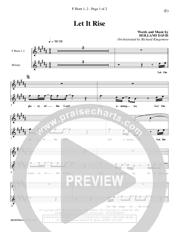 Let It Rise French Horn 1/2 (Holland Davis)