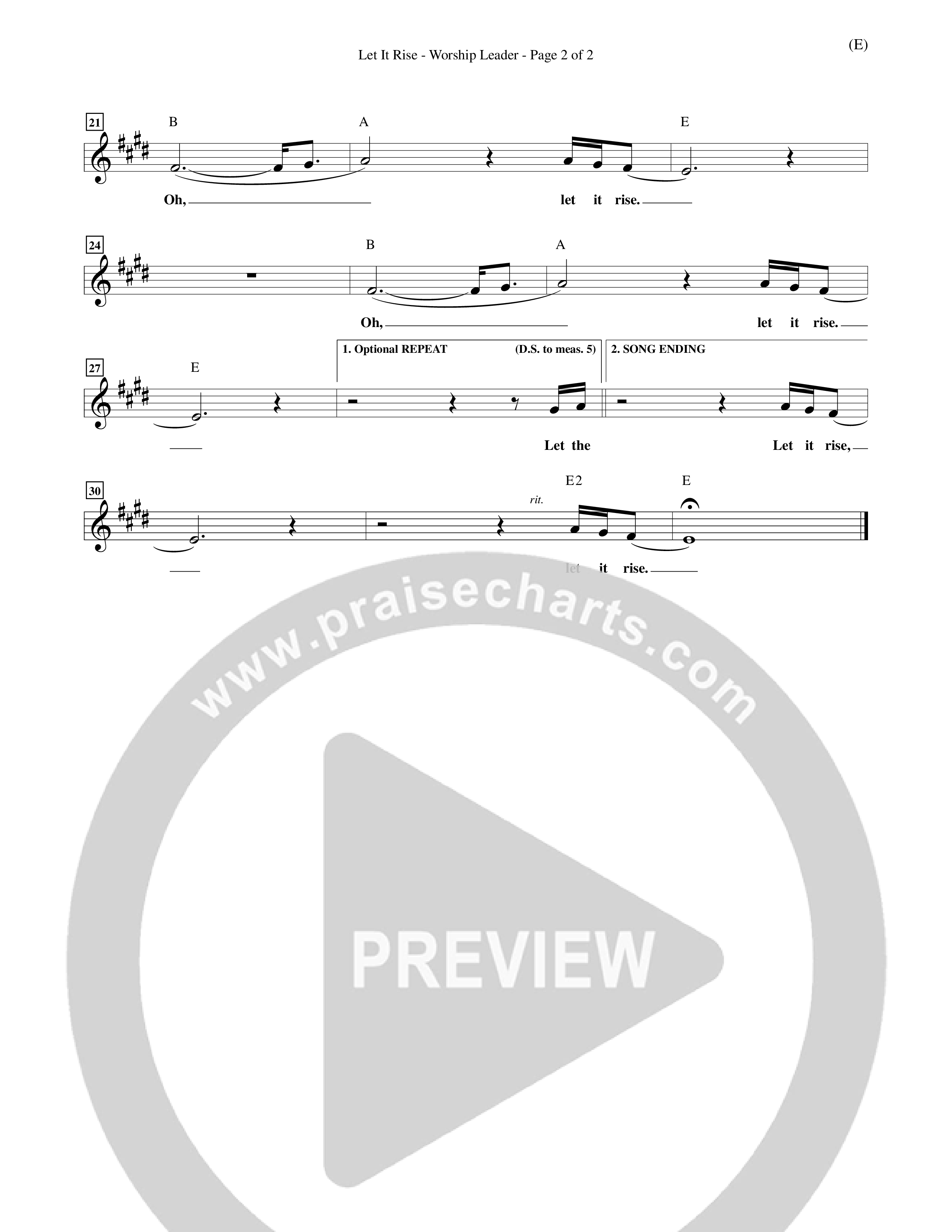 Let It Rise Lead Sheet (Holland Davis)