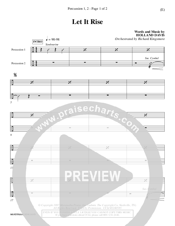 Let It Rise Percussion 1/2 (Holland Davis)