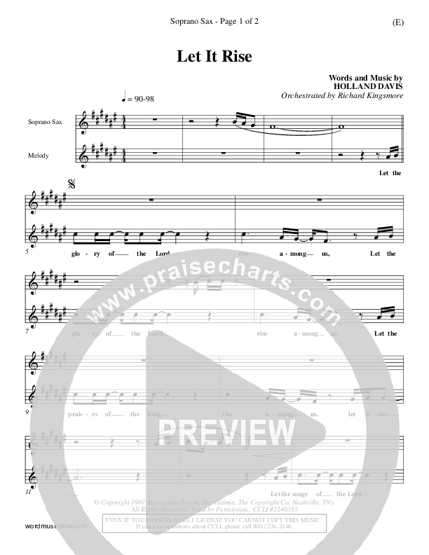 Let It Rise Soprano Sax (Holland Davis)